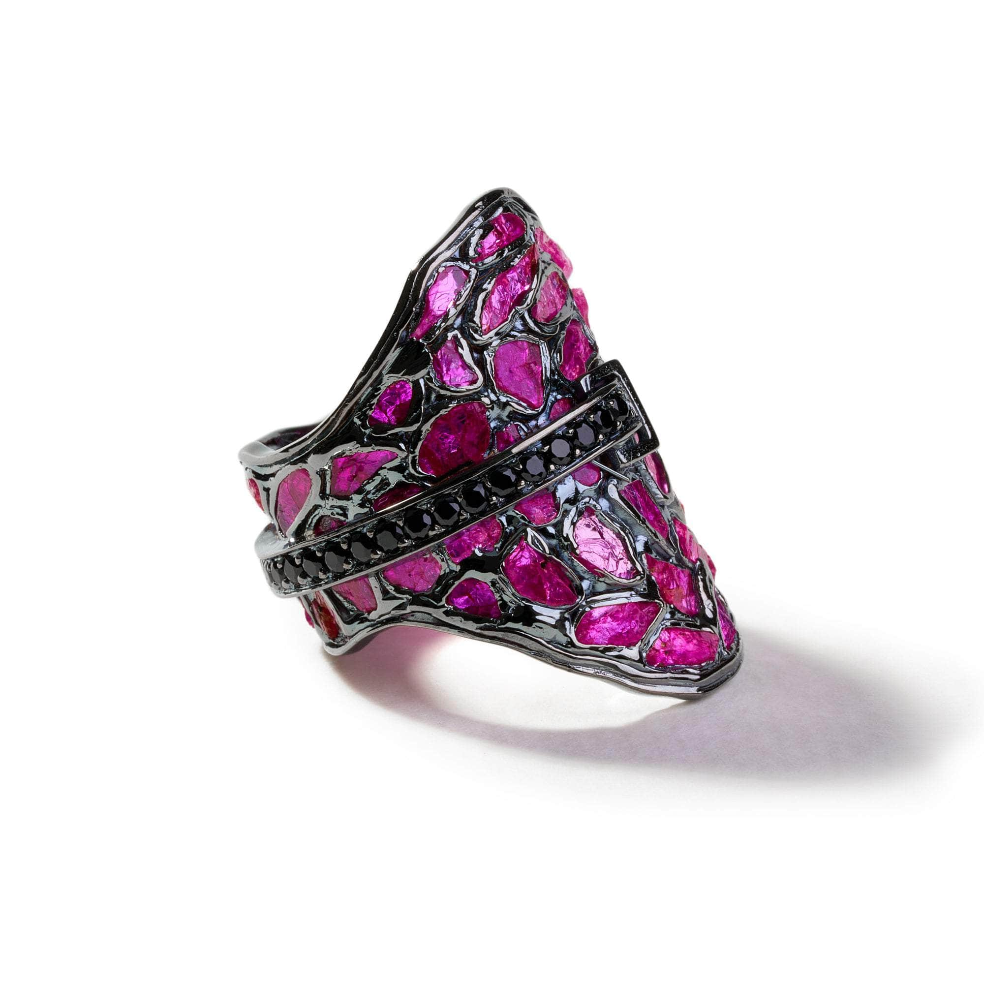 Deci Rough Ruby and Black Spinel Ring GERMAN KABIRSKI