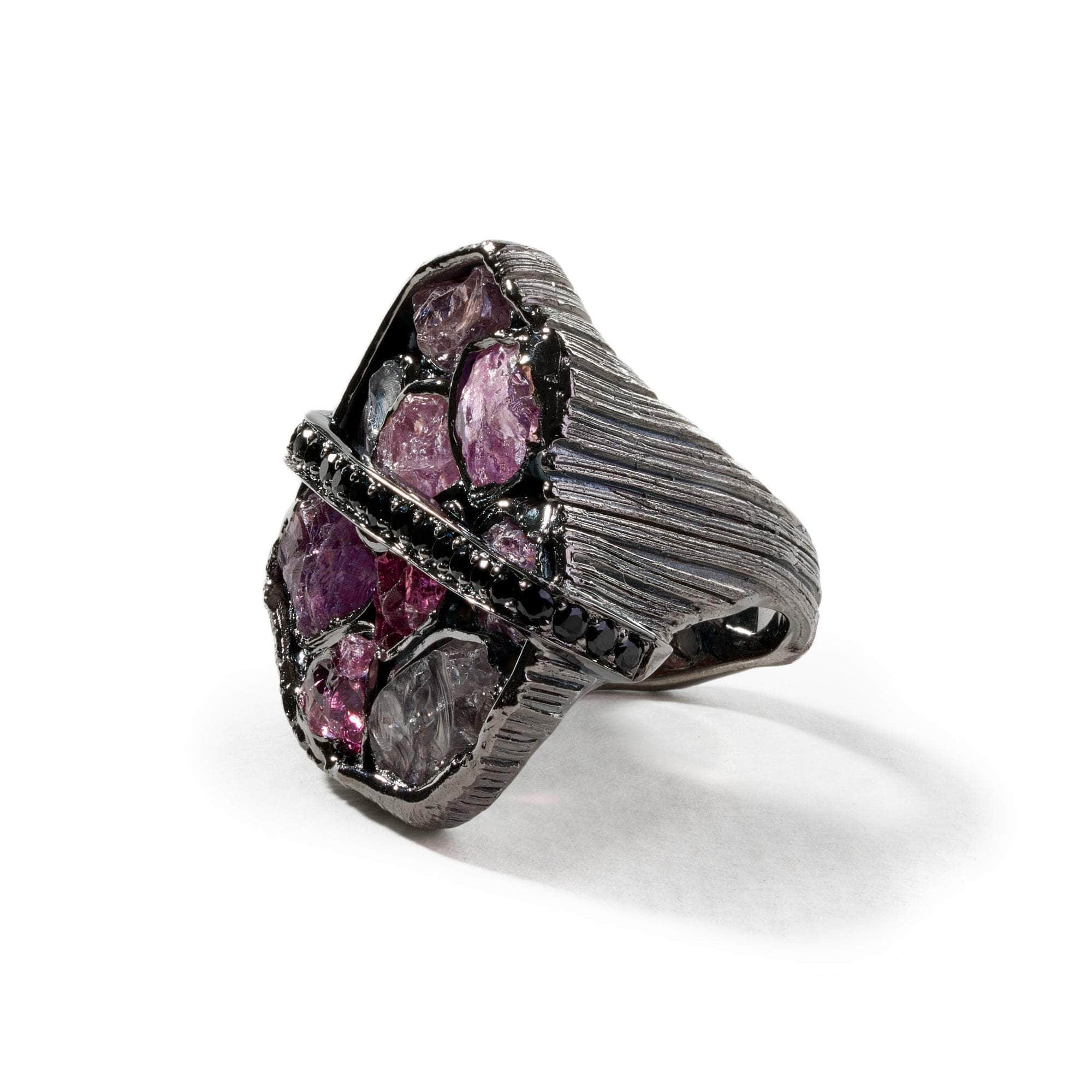 Crates Rough Pink Spinel and Black Spinel Ring GERMAN KABIRSKI