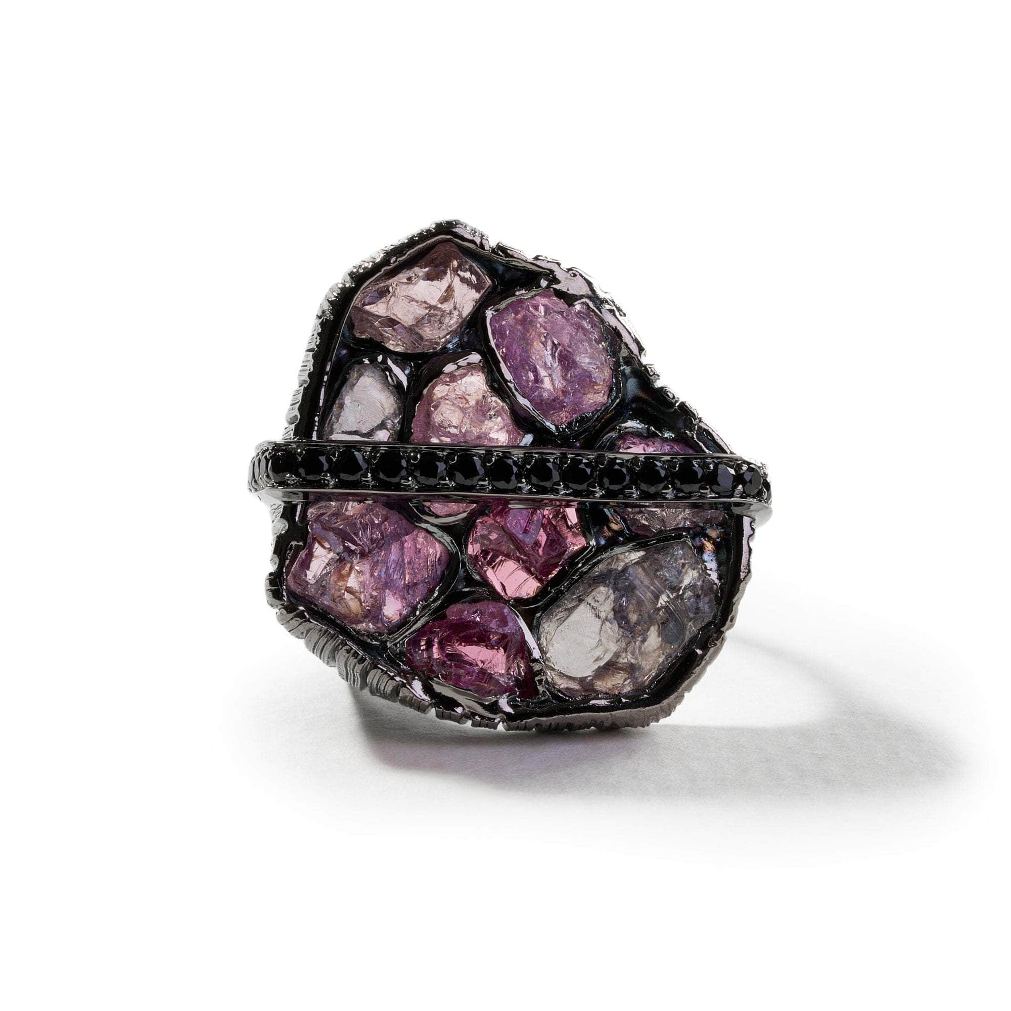 Crates Rough Pink Spinel and Black Spinel Ring GERMAN KABIRSKI