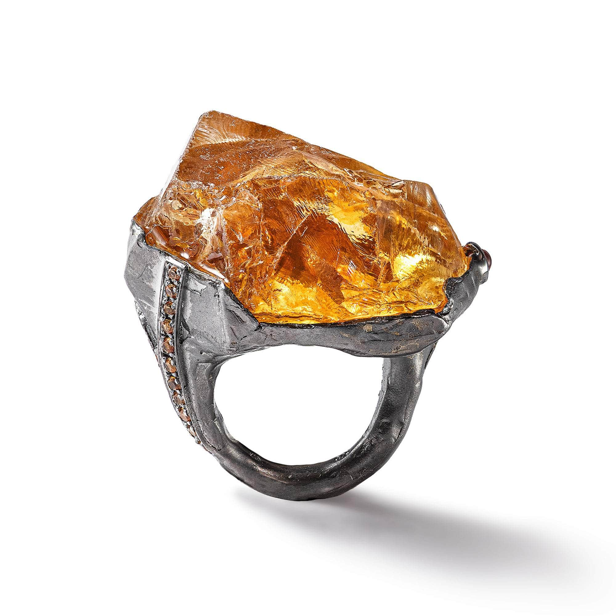 Quim Rough Citrine and Pink Sapphire and Orange Sapphire Ring GERMAN KABIRSKI