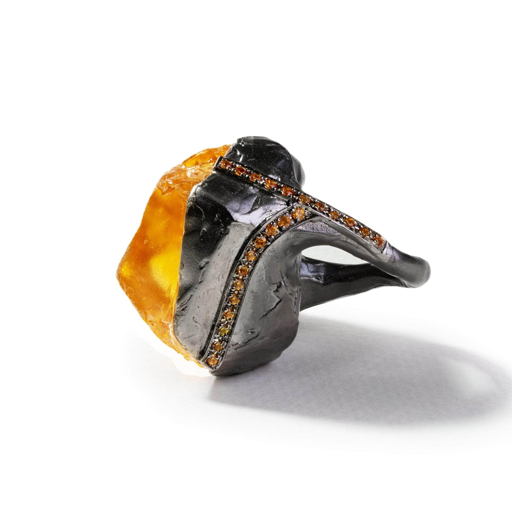 Quim Rough Citrine and Pink Sapphire and Orange Sapphire Ring GERMAN KABIRSKI