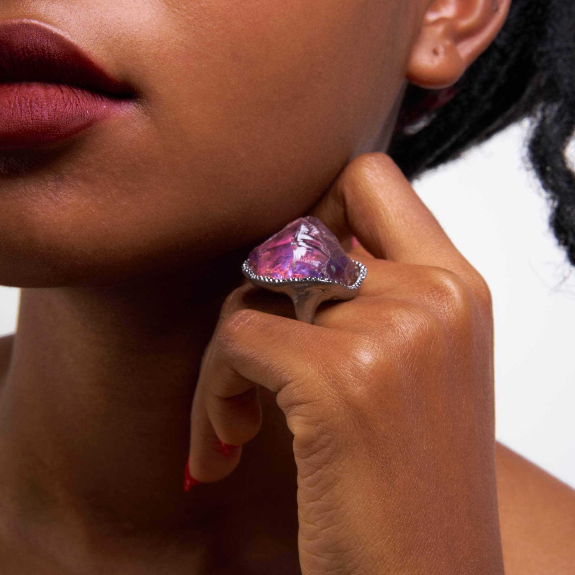 Bose Rough Amethyst and Black Spinel Ring GERMAN KABIRSKI