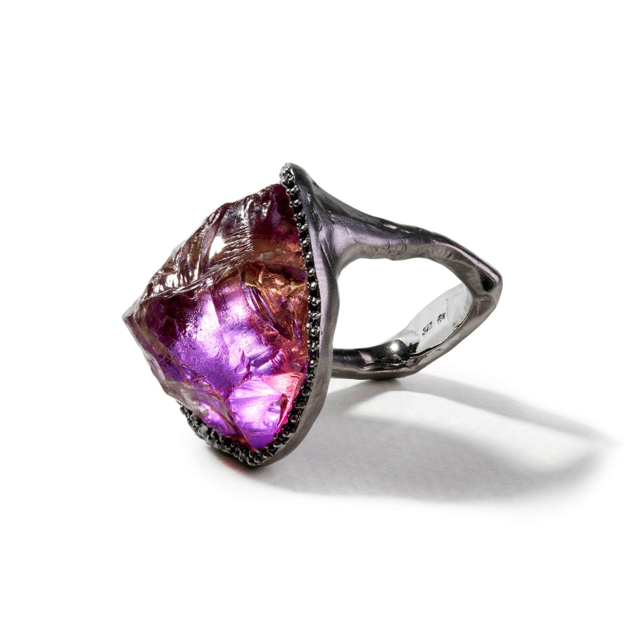 Bose Rough Amethyst and Black Spinel Ring GERMAN KABIRSKI