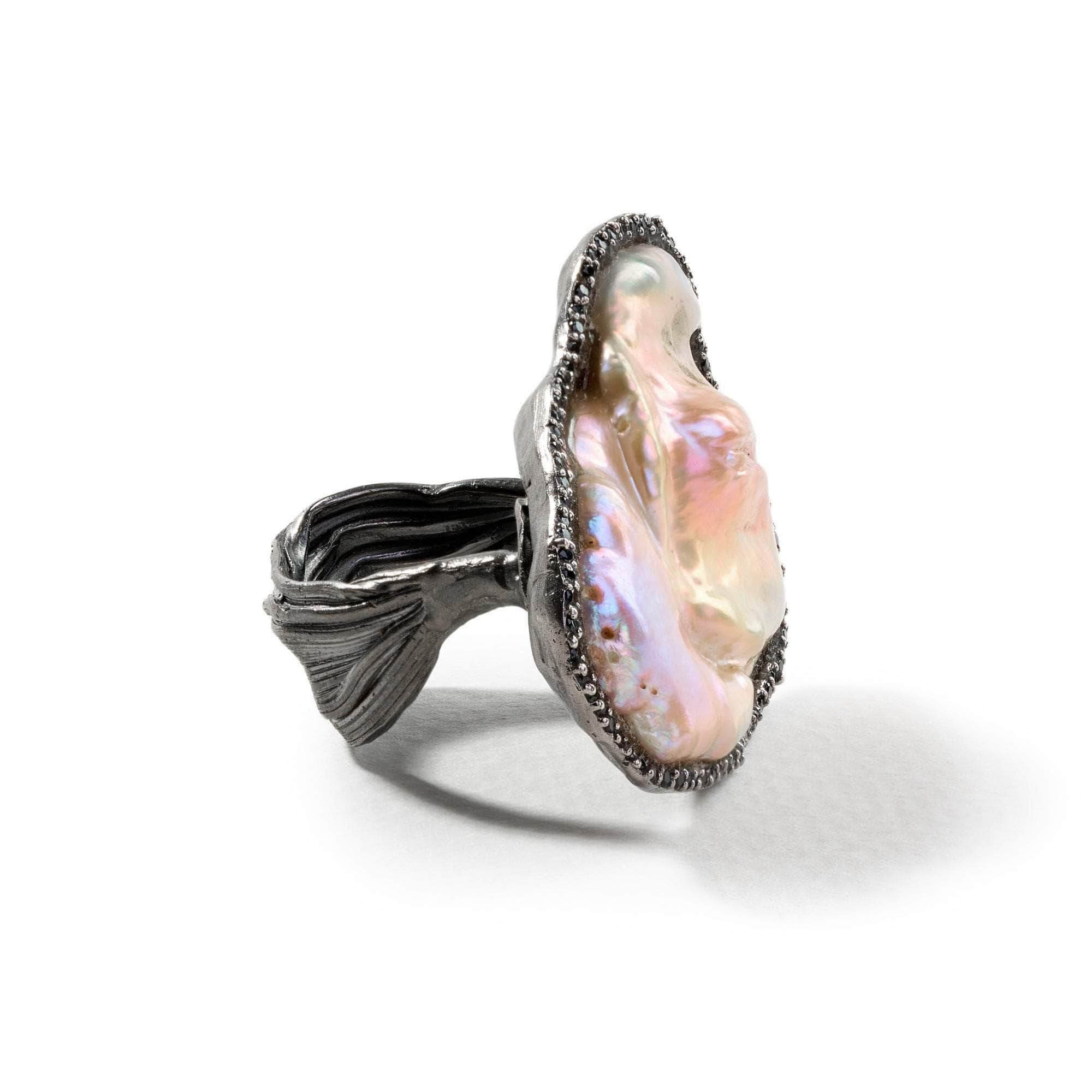 Halle Baroque Pearl and Black Spinel Ring GERMAN KABIRSKI