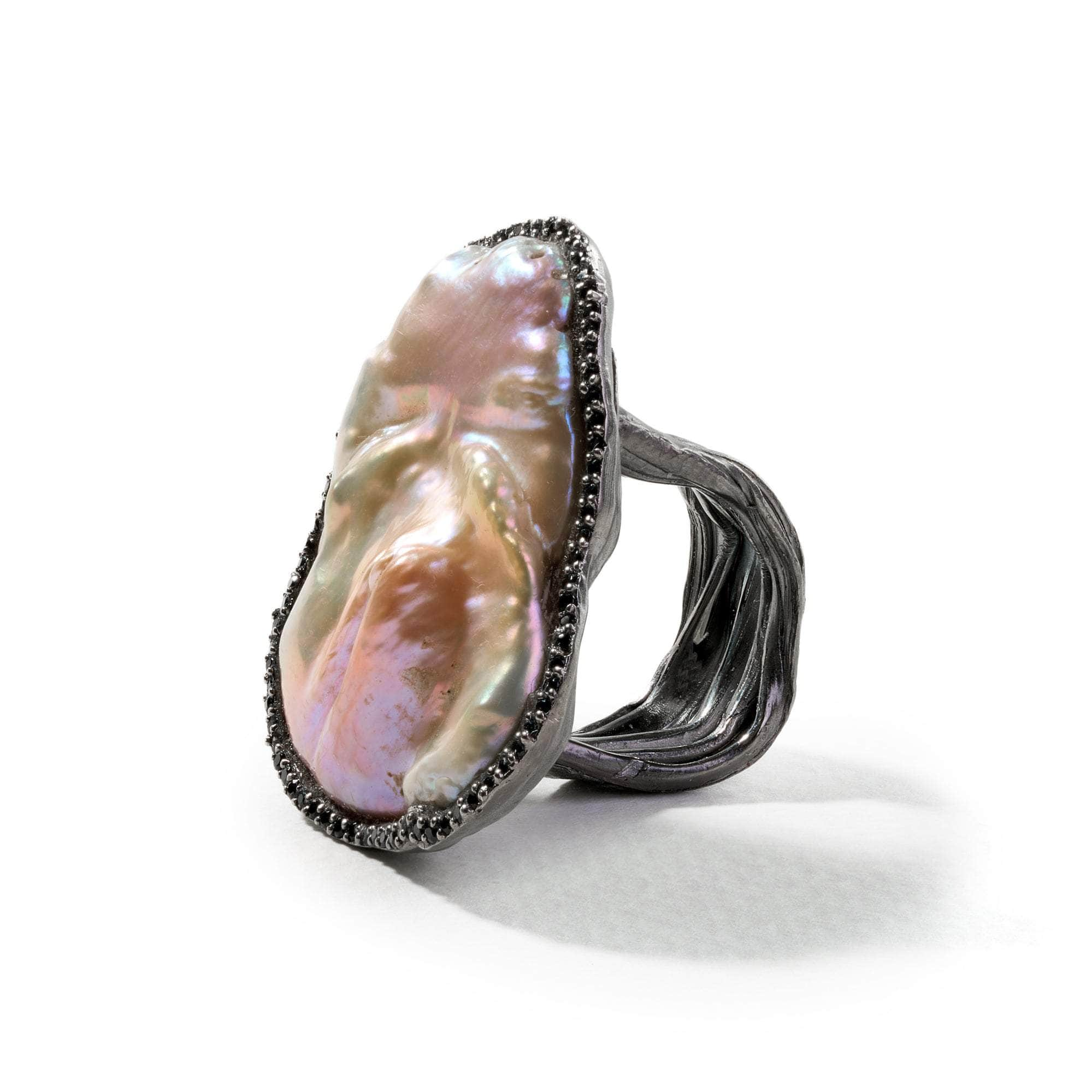 Halle Baroque Pearl and Black Spinel Ring GERMAN KABIRSKI