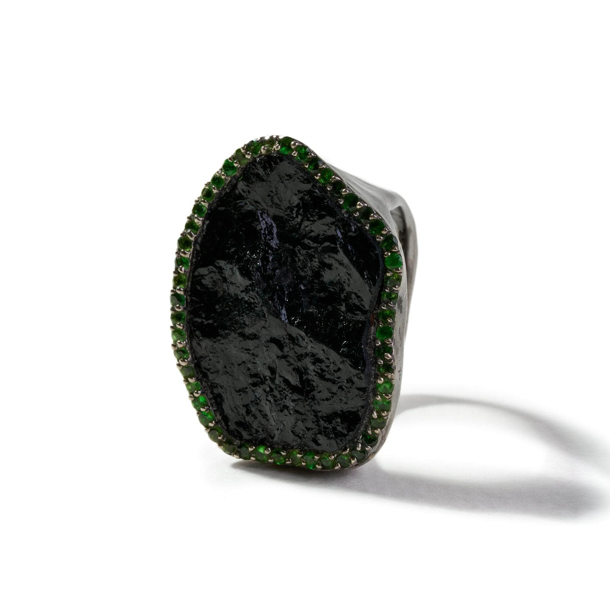 Mae Black Tourmaline and Chrome Diopside Ring GERMAN KABIRSKI