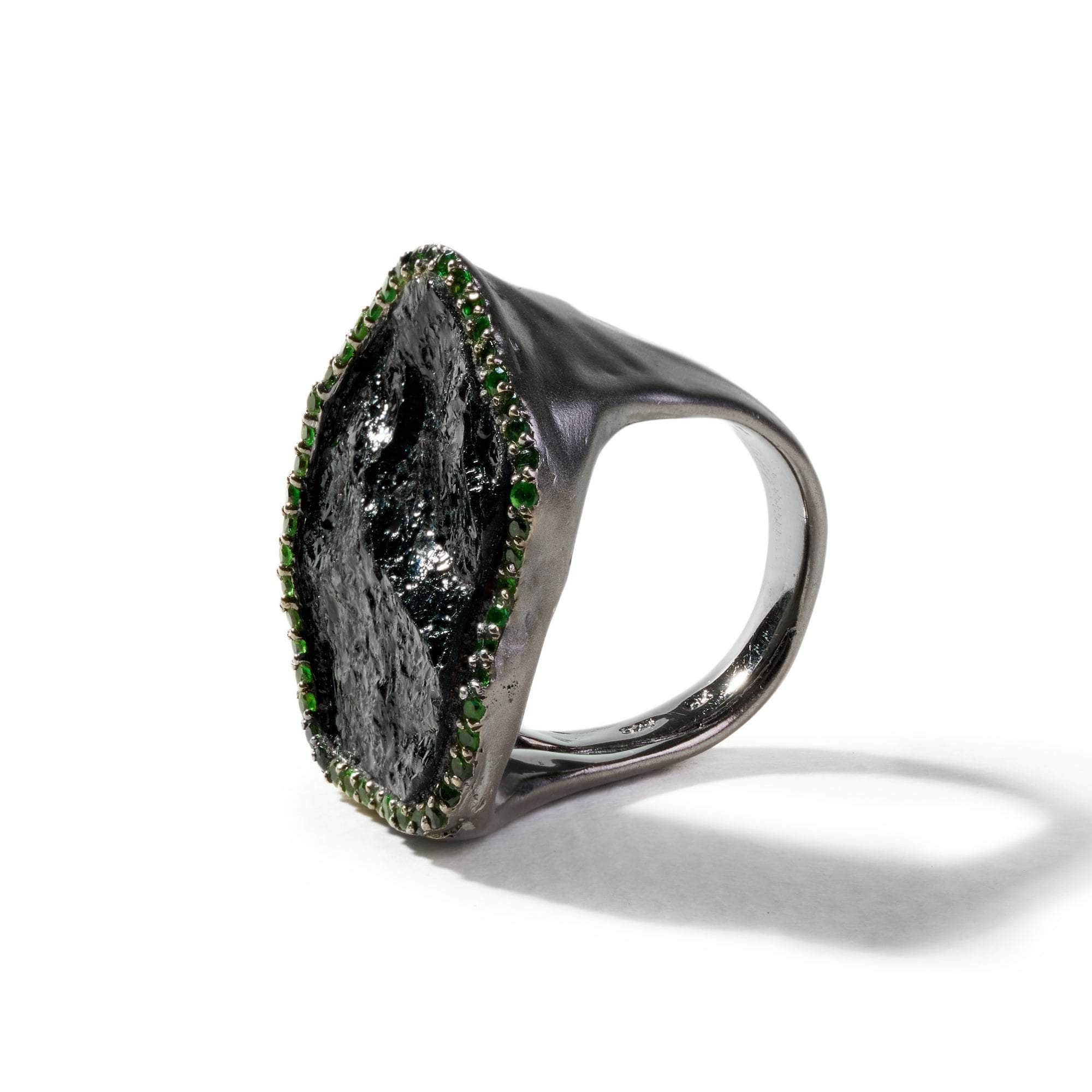 Mae Black Tourmaline and Chrome Diopside Ring GERMAN KABIRSKI