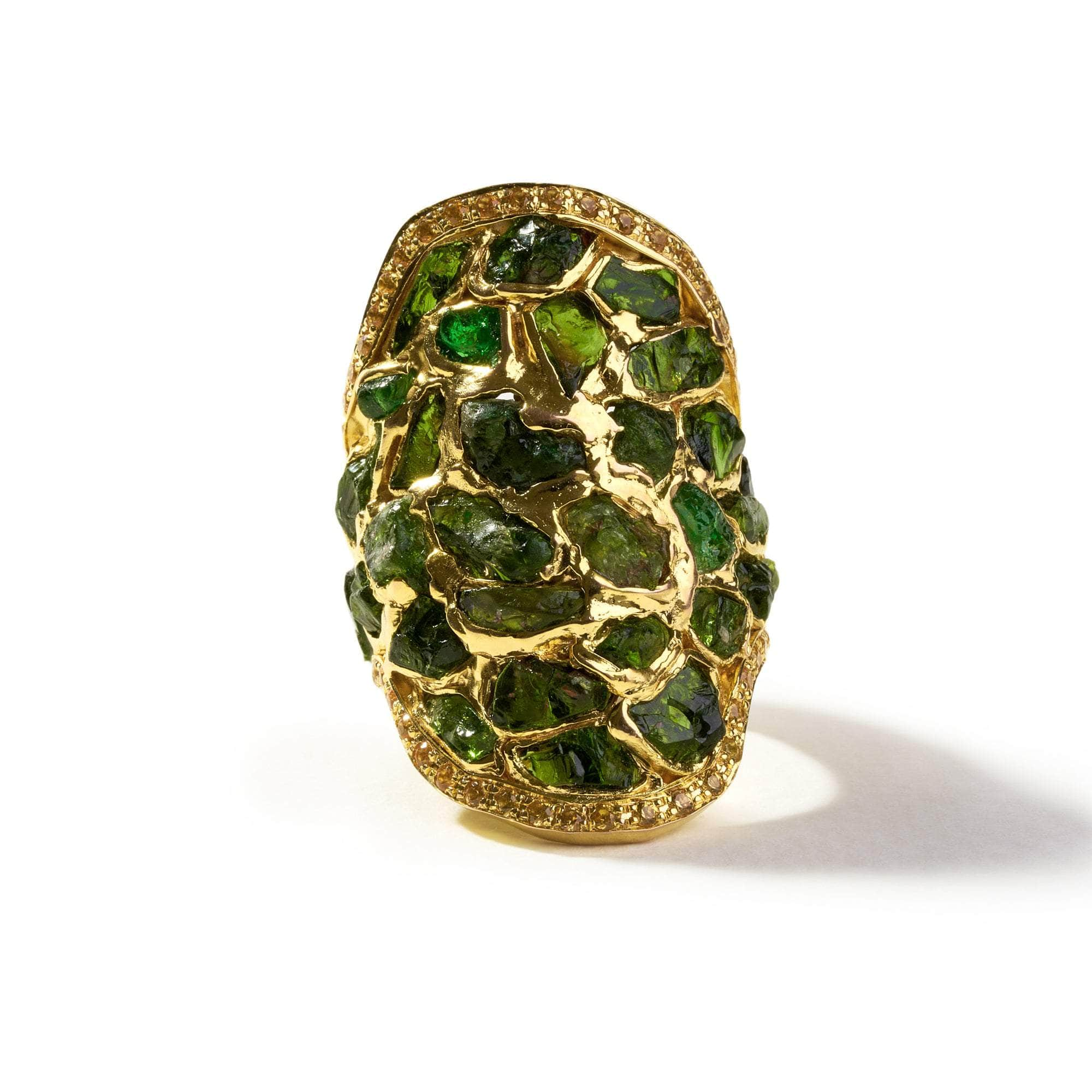 Vale Rough Chrome Diopside and Yellow Sapphire Ring GERMAN KABIRSKI