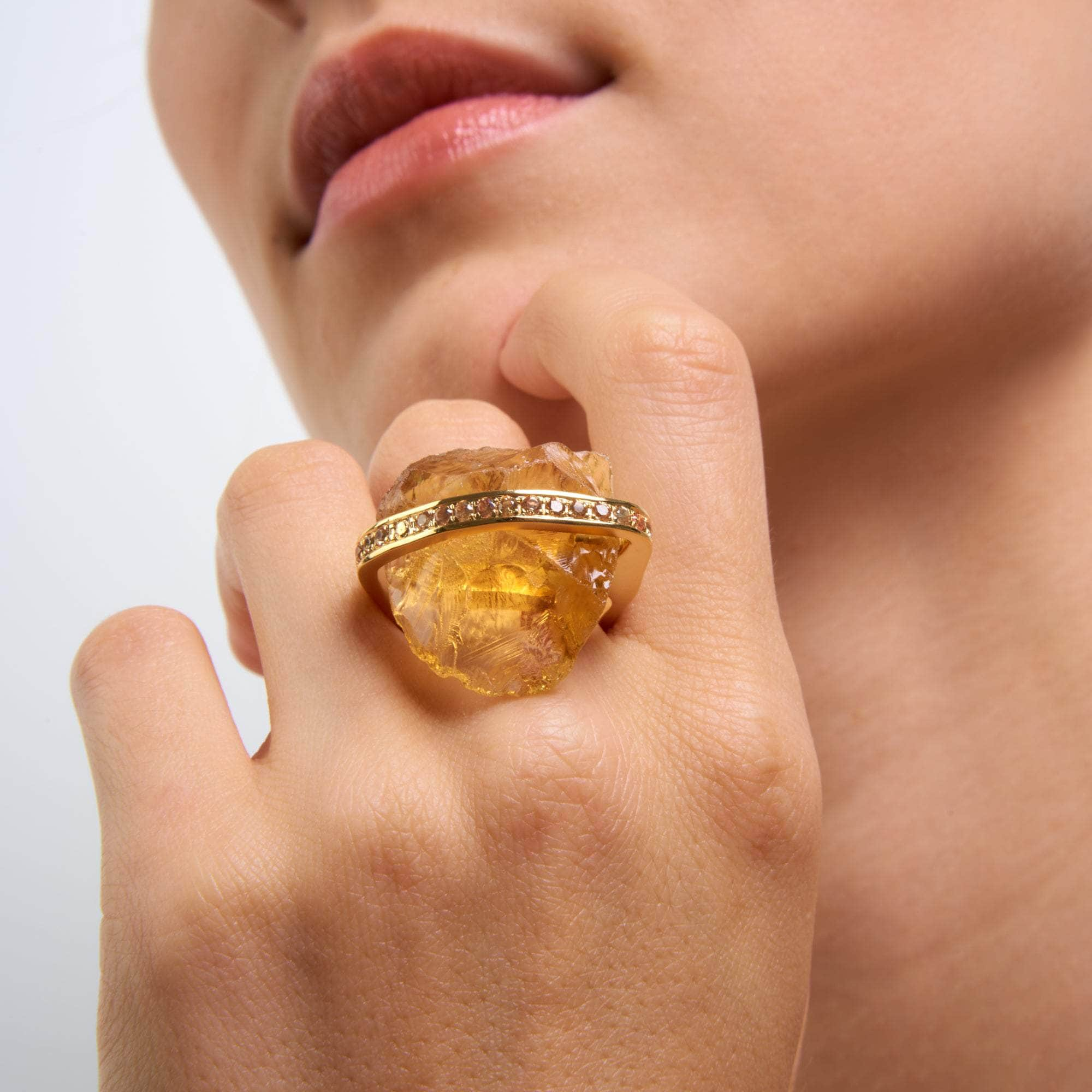 Payne Rough Citrine and Yellow Sapphire Ring GERMAN KABIRSKI