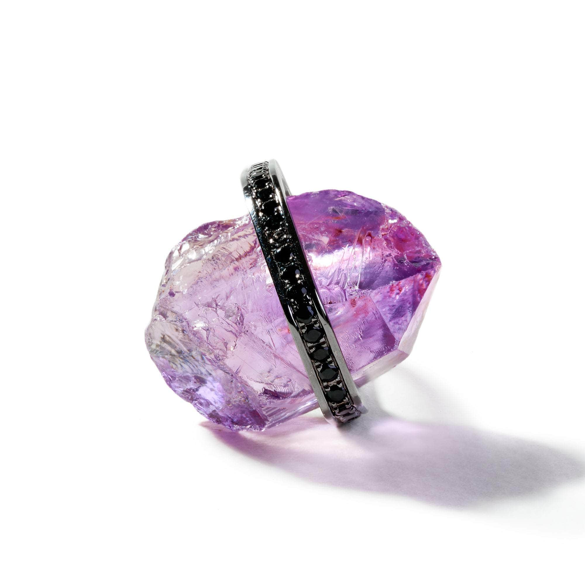 Herve Rough Amethyst and Black Spinel Ring GERMAN KABIRSKI