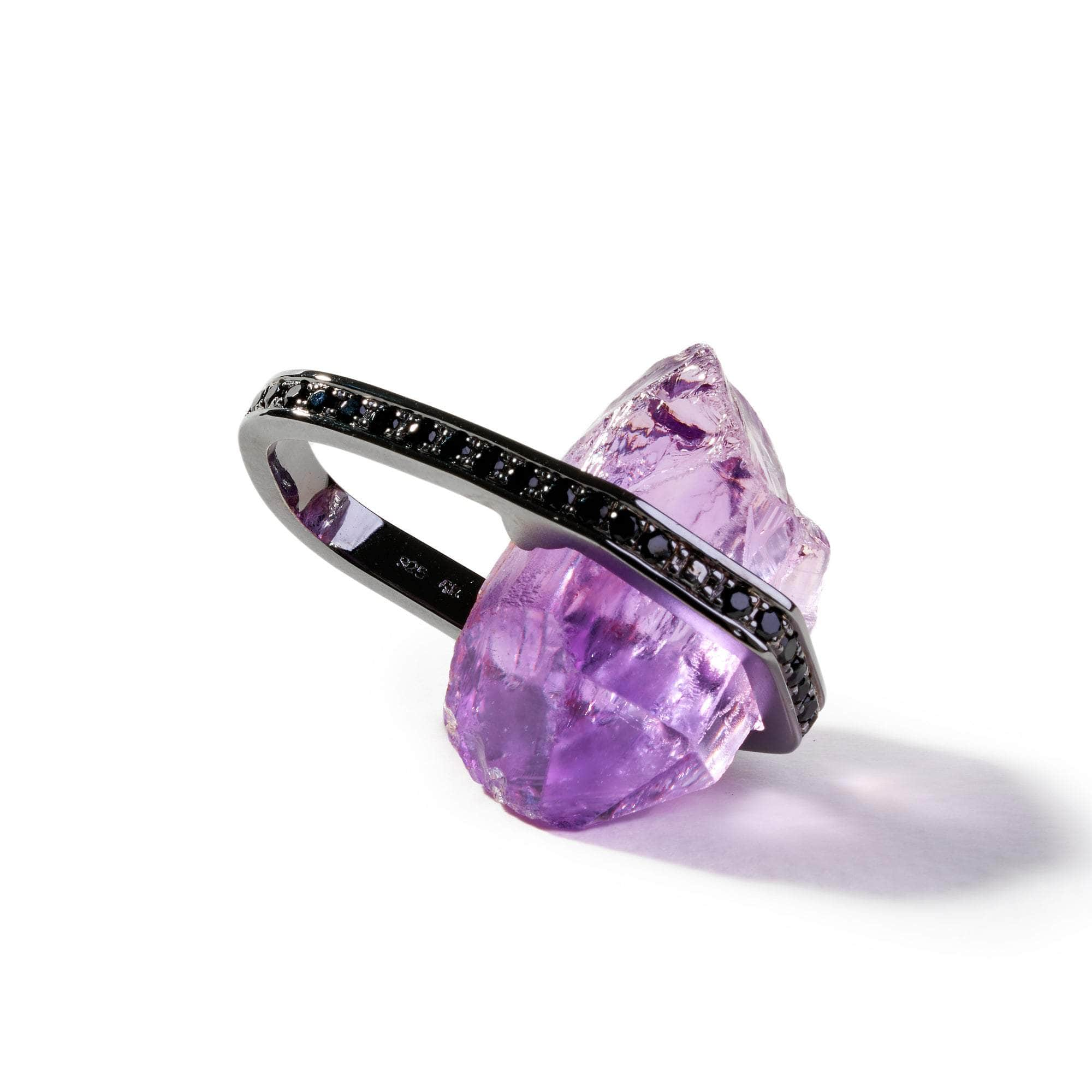 Herve Rough Amethyst and Black Spinel Ring GERMAN KABIRSKI