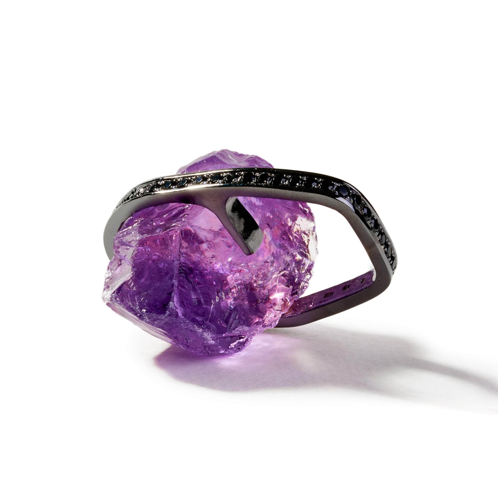 Yal Rough Amethyst and Black Spinel Ring GERMAN KABIRSKI