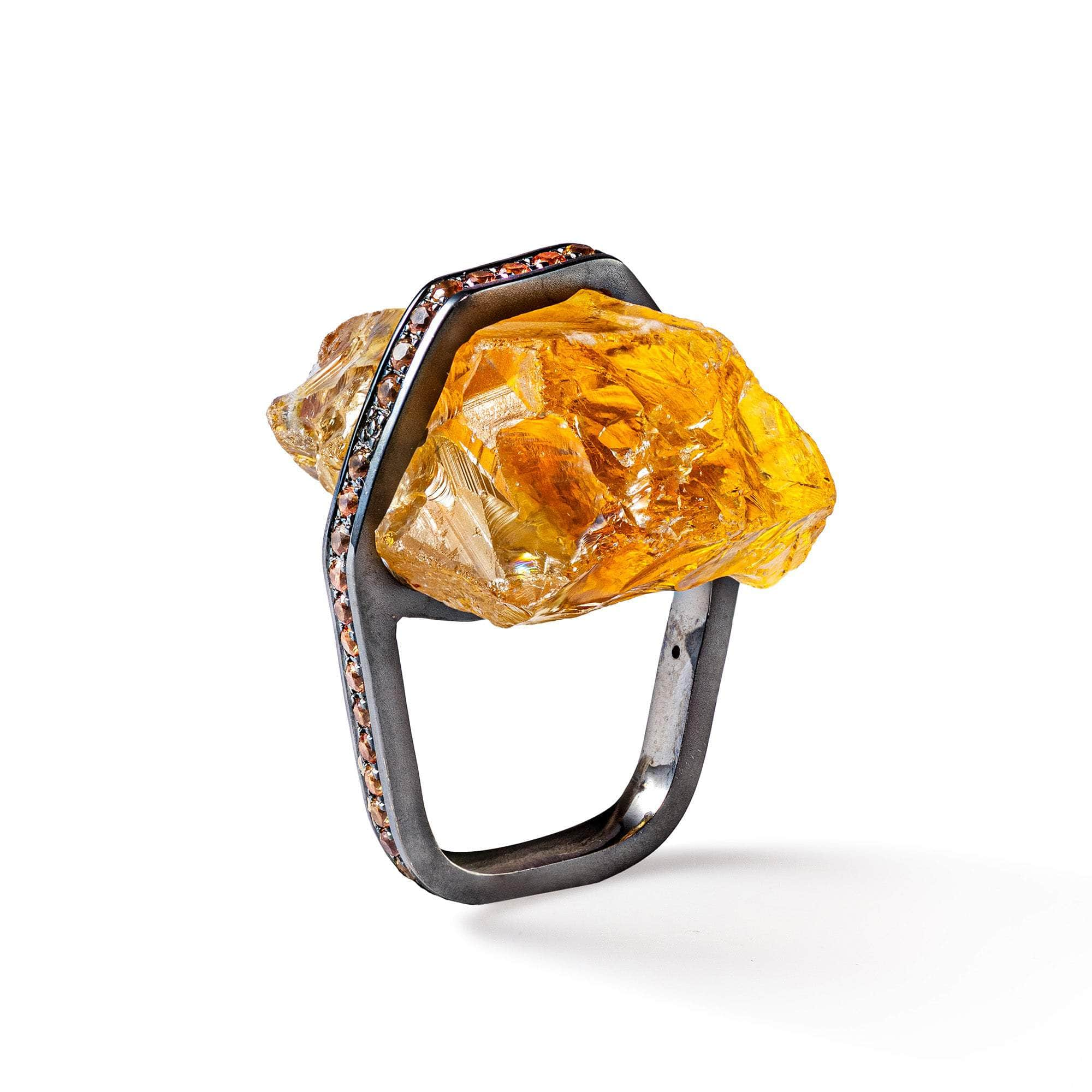 Geiger Rough Citrine and Orange Sapphire Ring GERMAN KABIRSKI