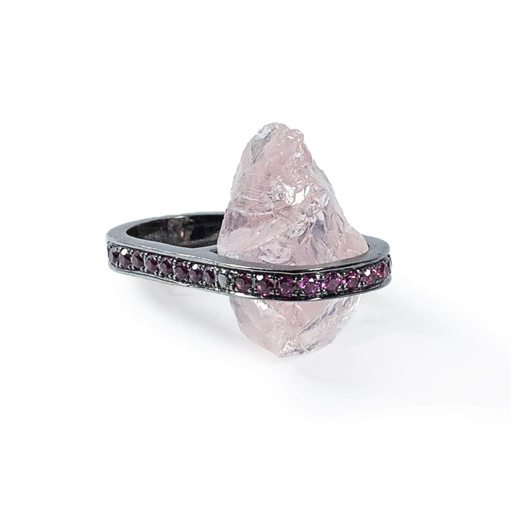 Hedy Rough Rose Quartz and Rhodolite Ring GERMAN KABIRSKI