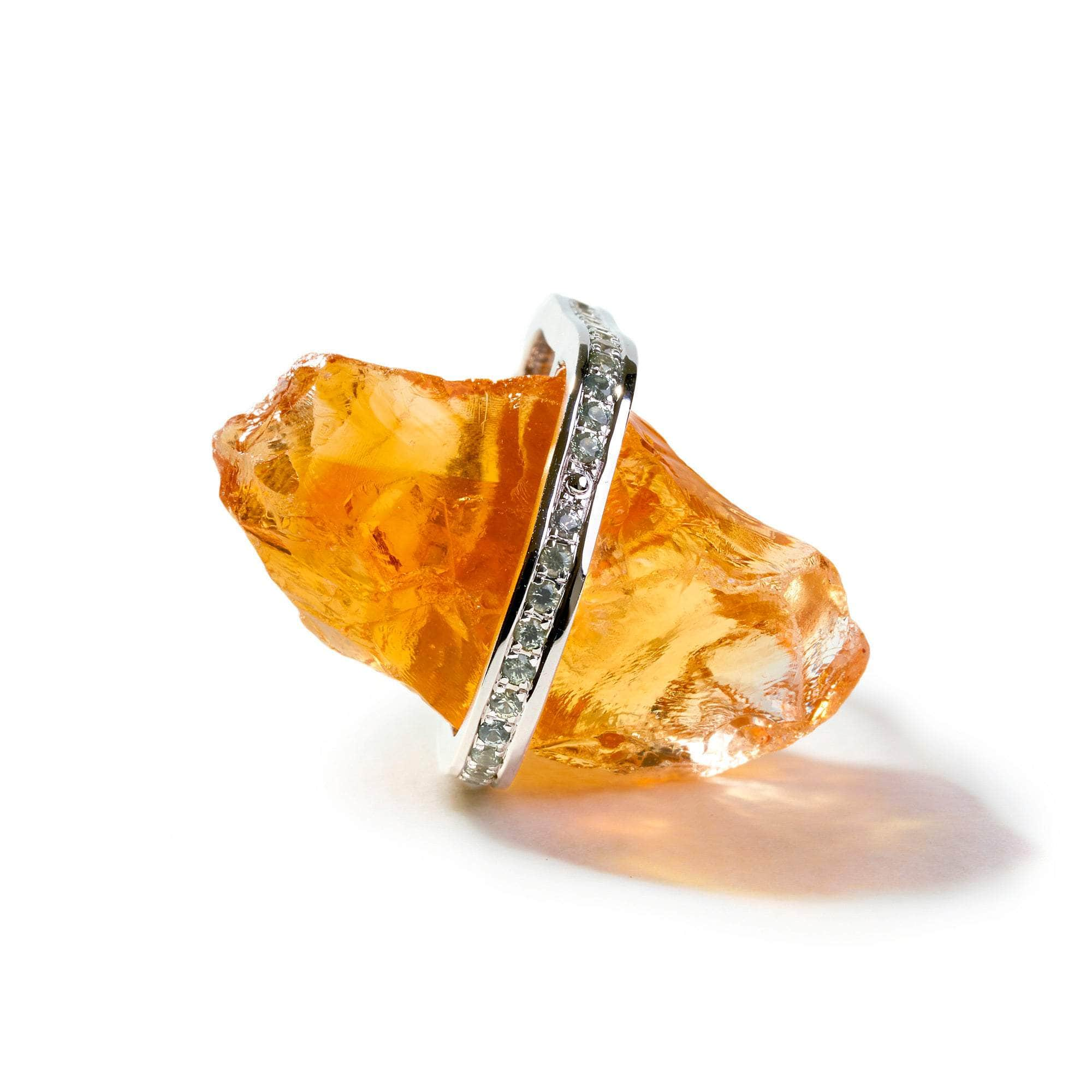 Jeo Rough Citrine and Green Sapphire Ring GERMAN KABIRSKI