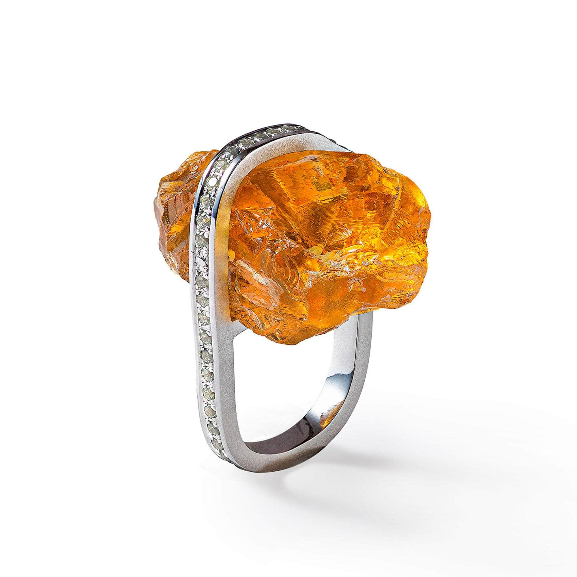 Jeo Rough Citrine and Green Sapphire Ring GERMAN KABIRSKI