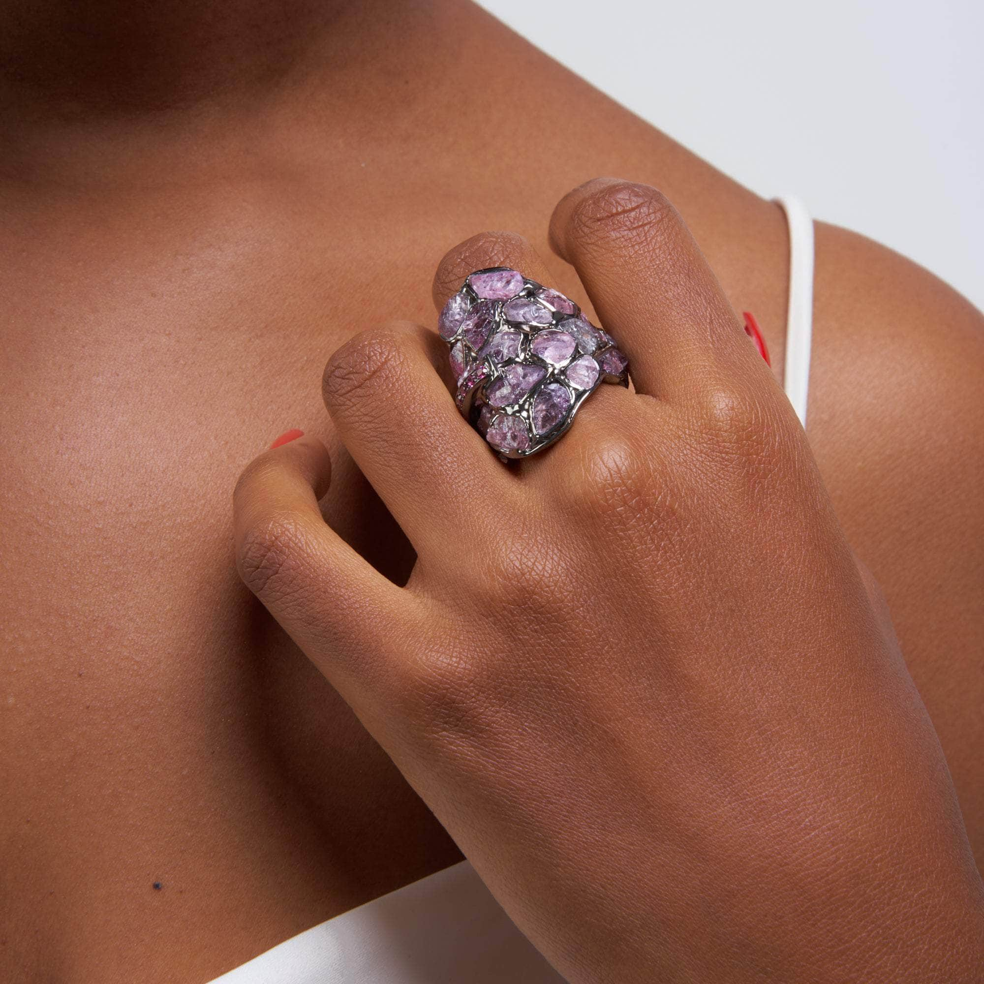 Scipio Rough Spinel and Rhodolite Ring GERMAN KABIRSKI