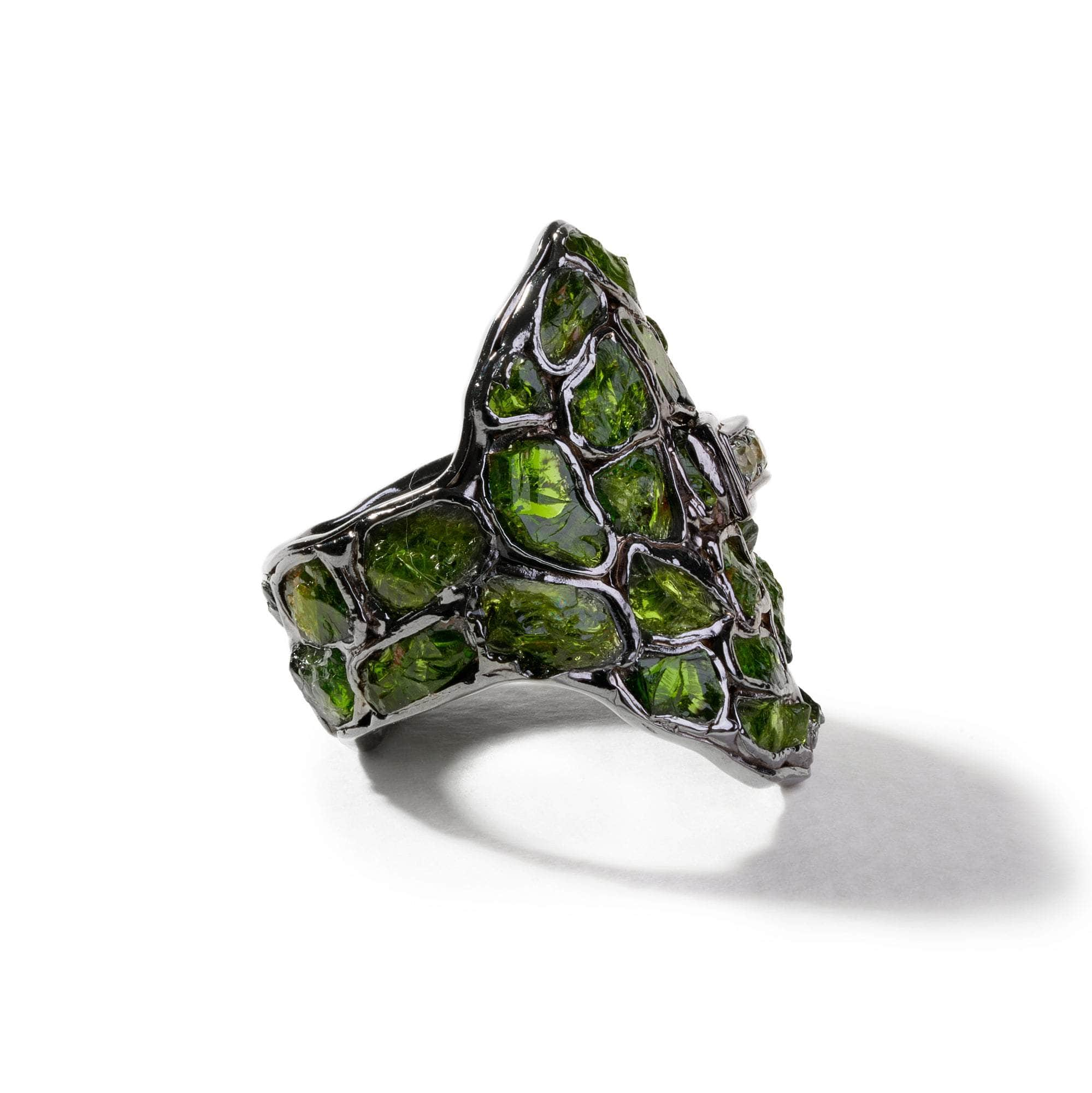 Aely Rough Chrome Diopside and Green Sapphire Ring GERMAN KABIRSKI