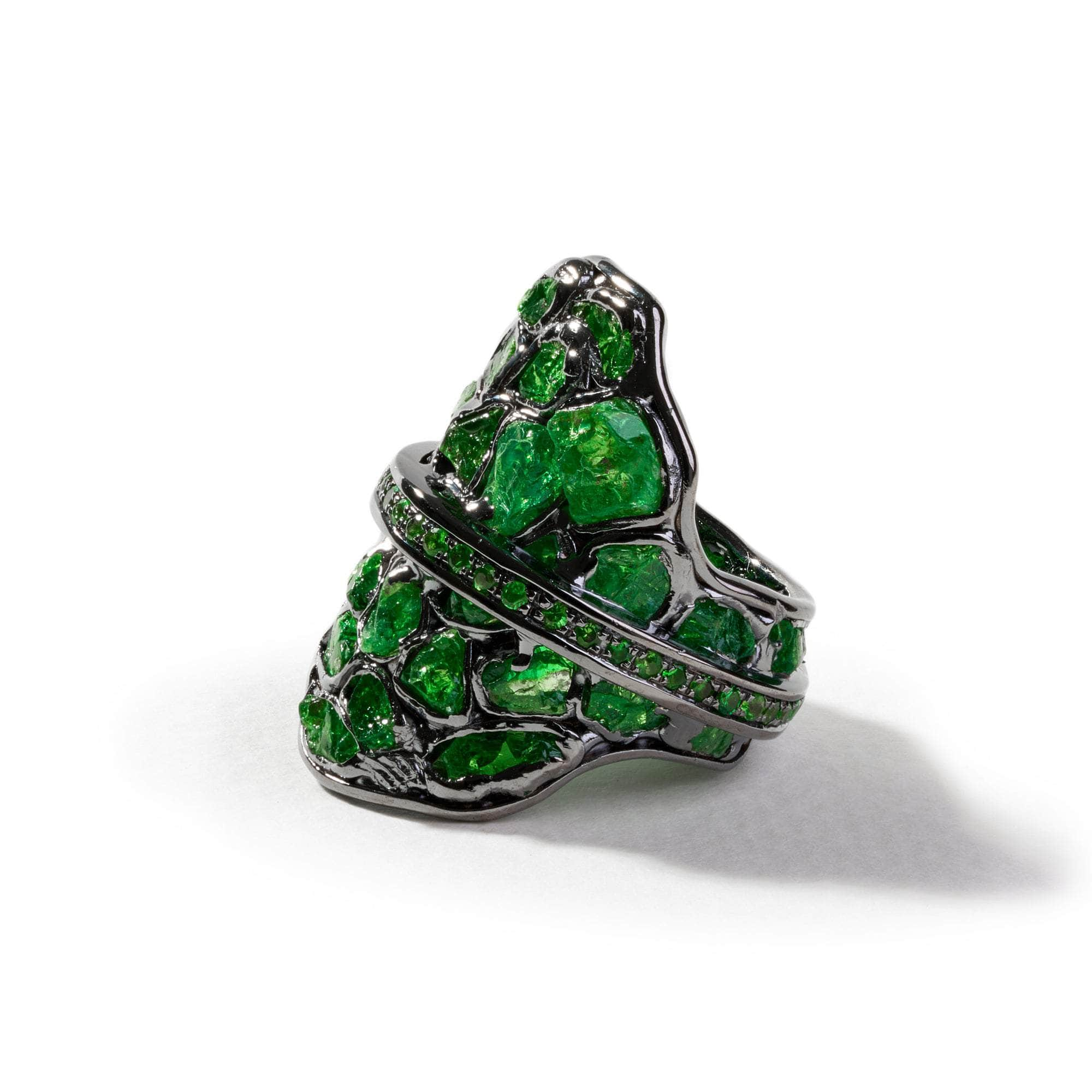 Tacit Rough Tsavorite and Chrome Diopside Ring GERMAN KABIRSKI