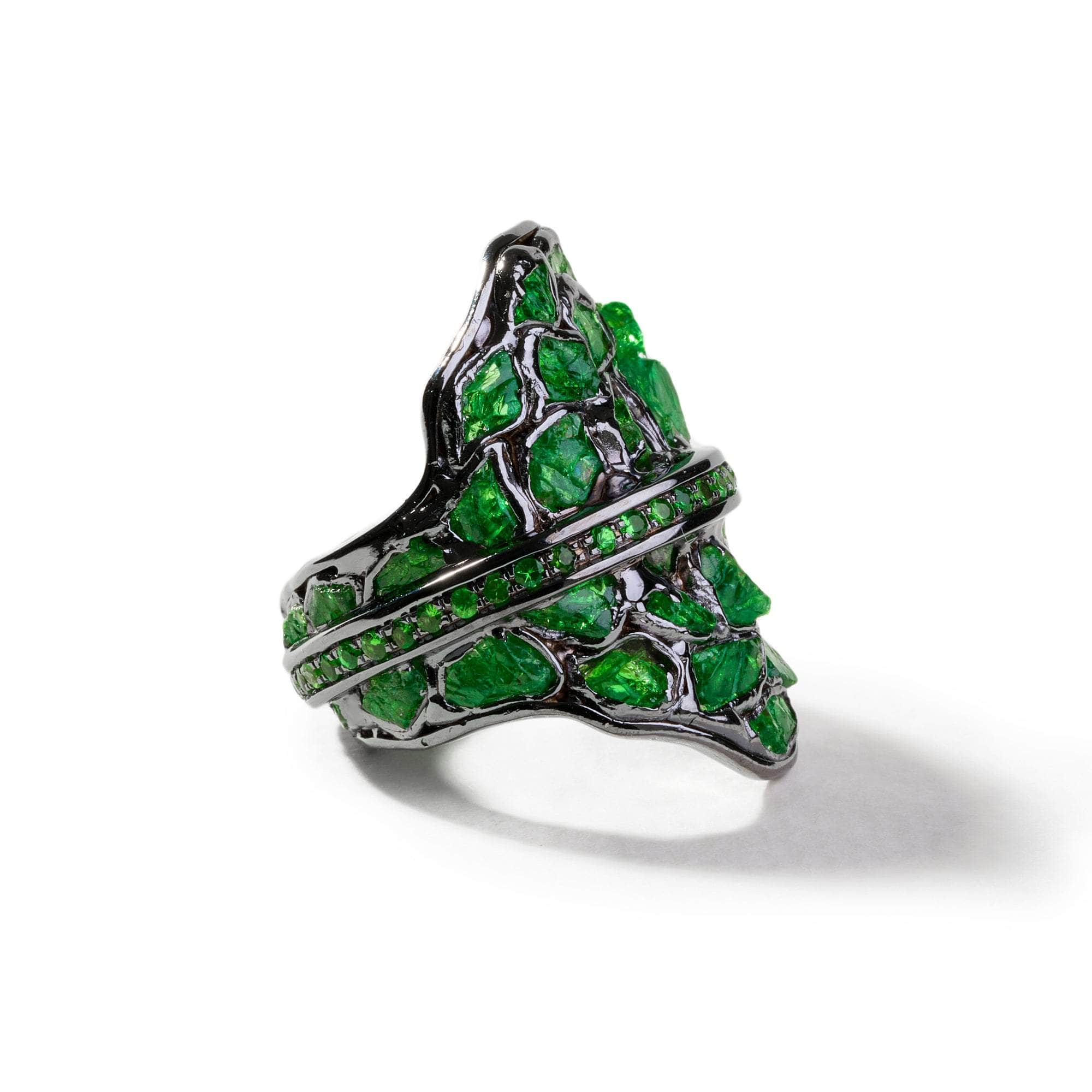 Tacit Rough Tsavorite and Chrome Diopside Ring GERMAN KABIRSKI