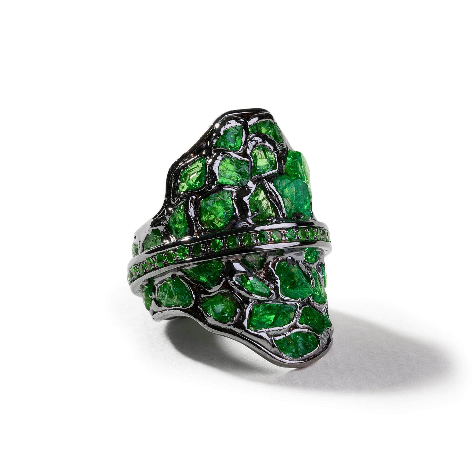 Tacit Rough Tsavorite and Chrome Diopside Ring GERMAN KABIRSKI