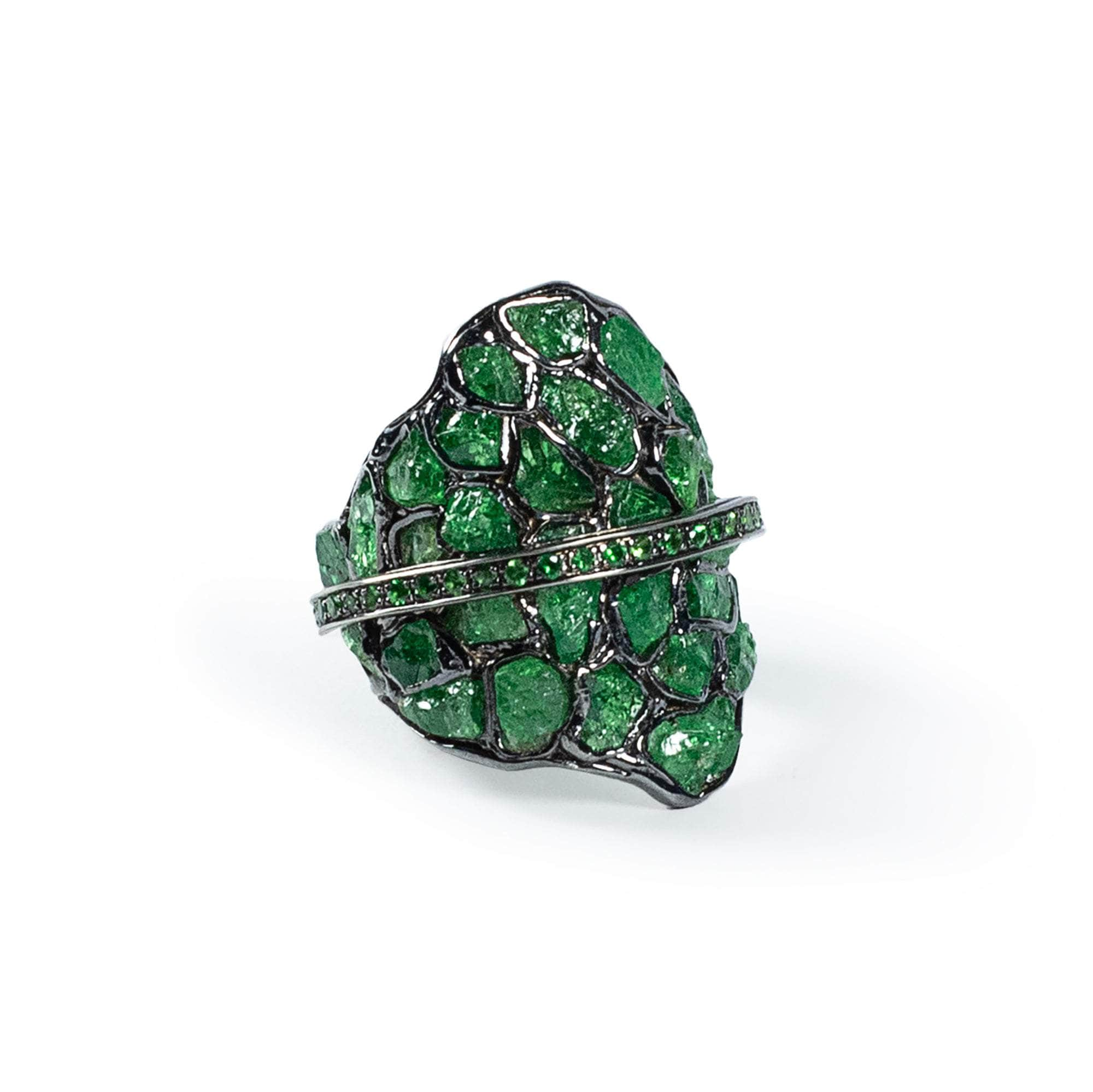 Tigg Rough Tsavorite and Chrome Diopside Ring GERMAN KABIRSKI