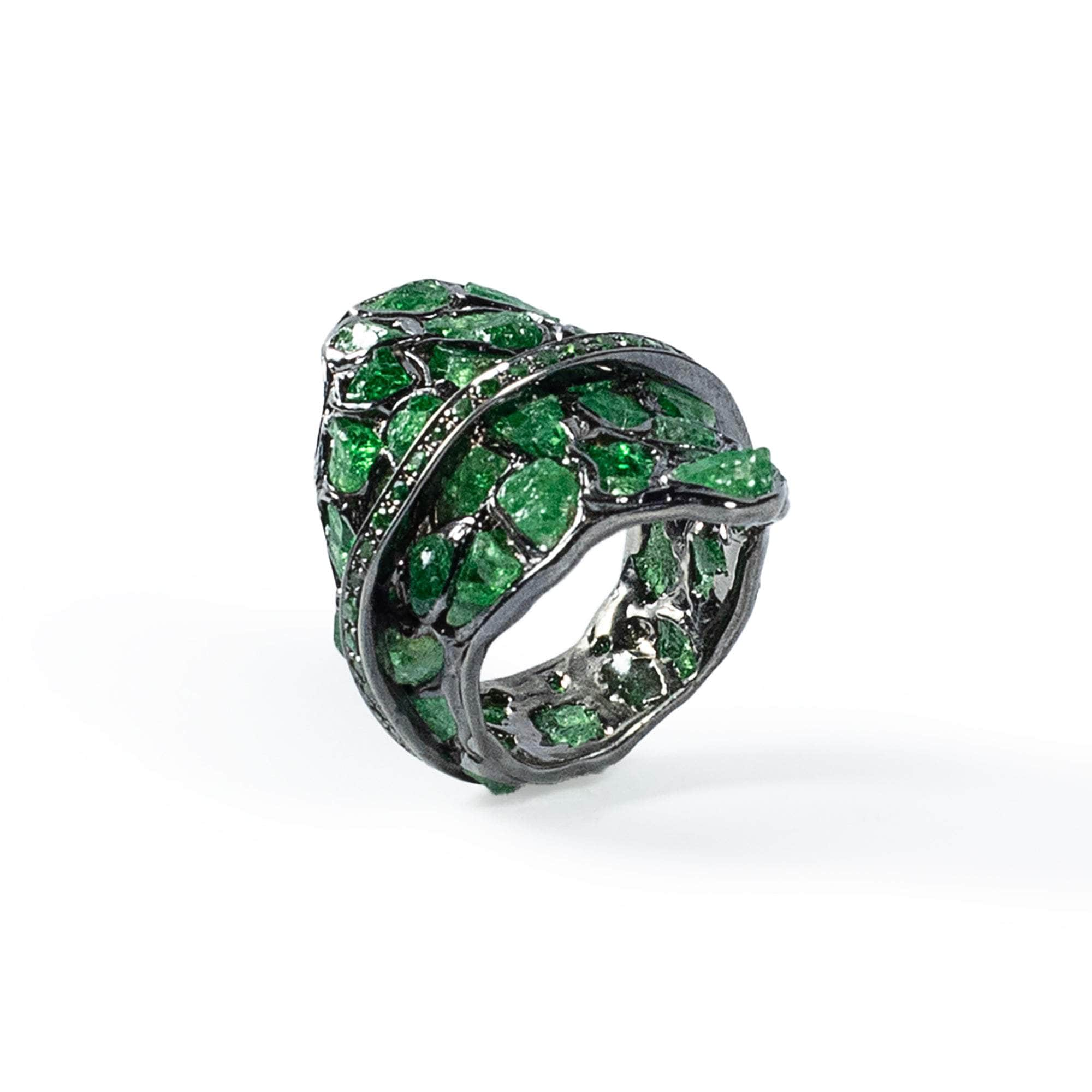 Tigg Rough Tsavorite and Chrome Diopside Ring GERMAN KABIRSKI