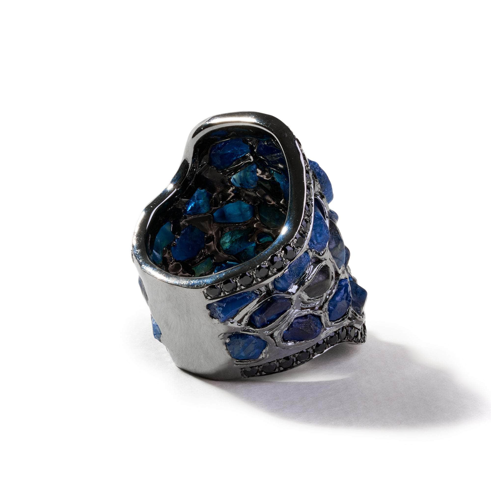 Fabius Rough Blue Sapphire and Black Spinel Ring GERMAN KABIRSKI