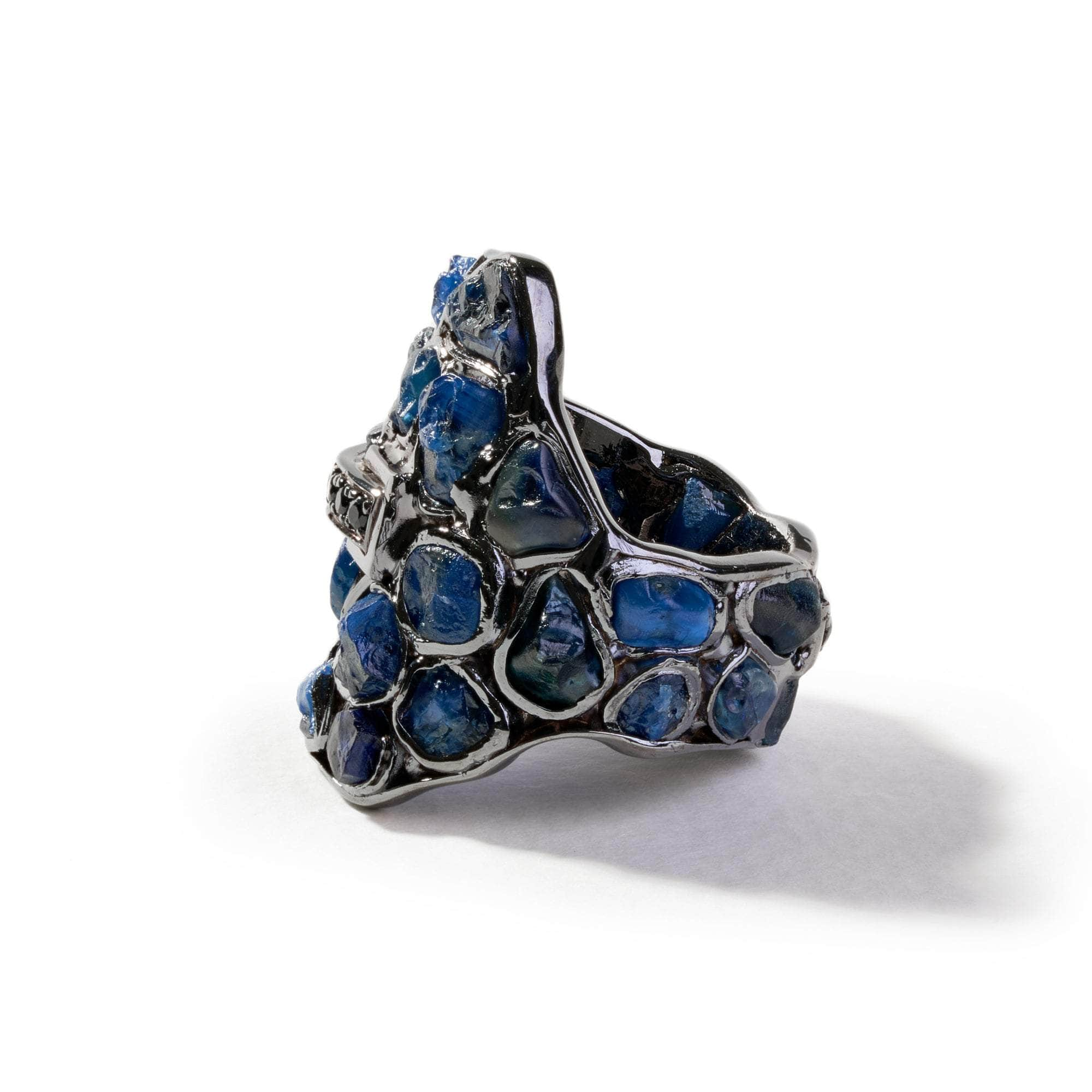 Aemi Rough Blue Sapphire and Black Spinel Ring GERMAN KABIRSKI