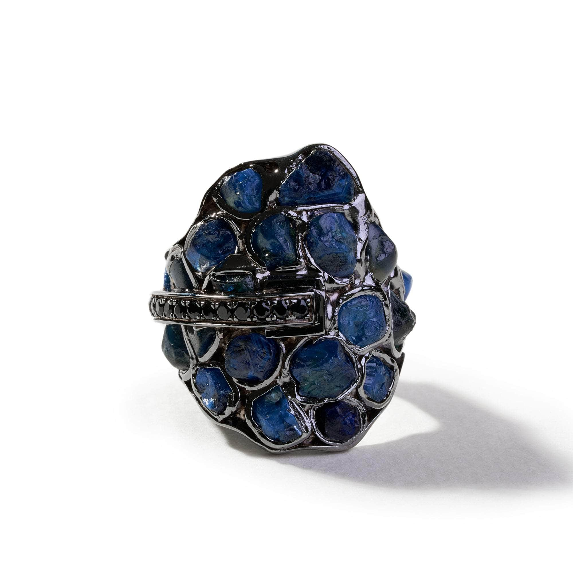 Aemi Rough Blue Sapphire and Black Spinel Ring GERMAN KABIRSKI