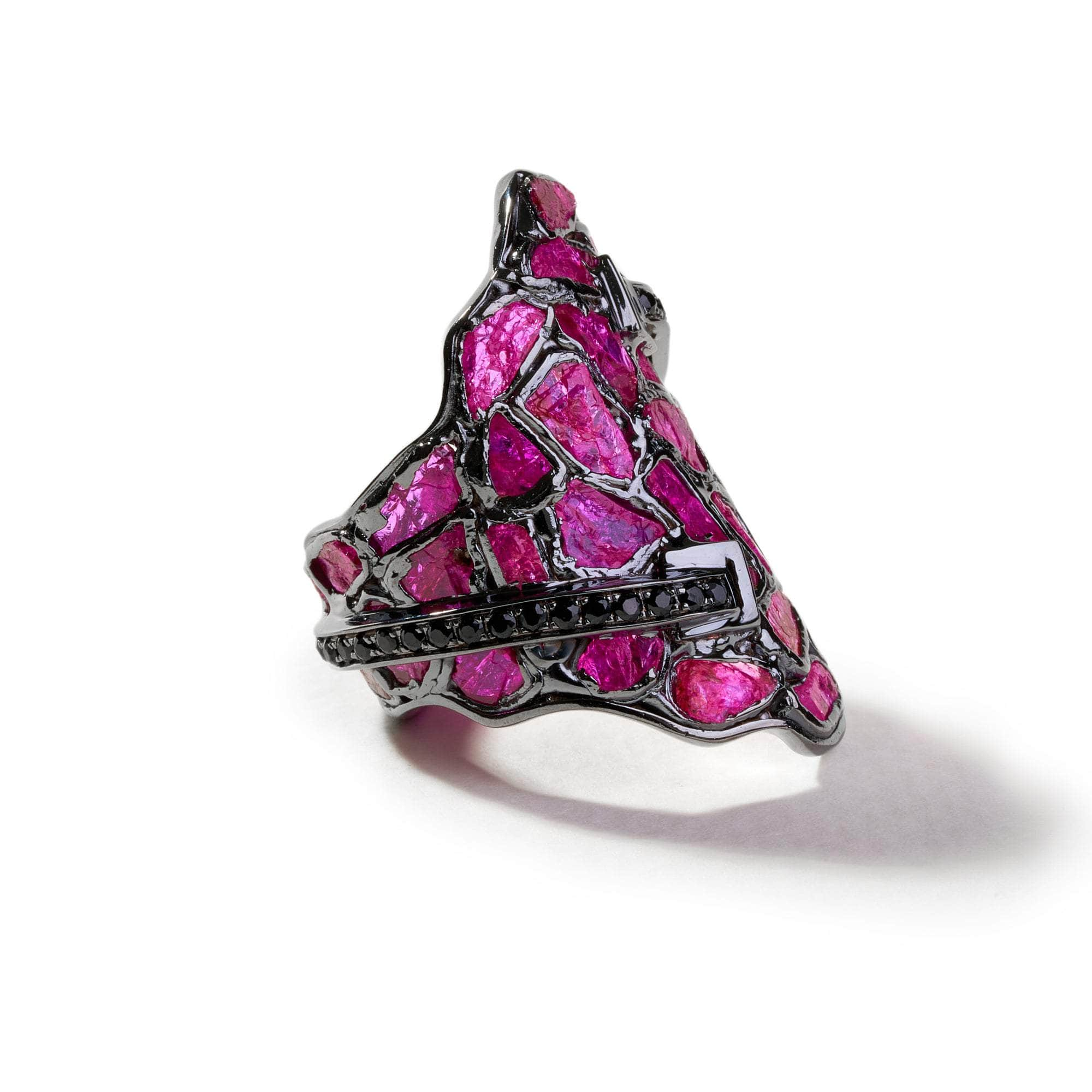 Titus Rough Ruby and Black Spinel Ring GERMAN KABIRSKI