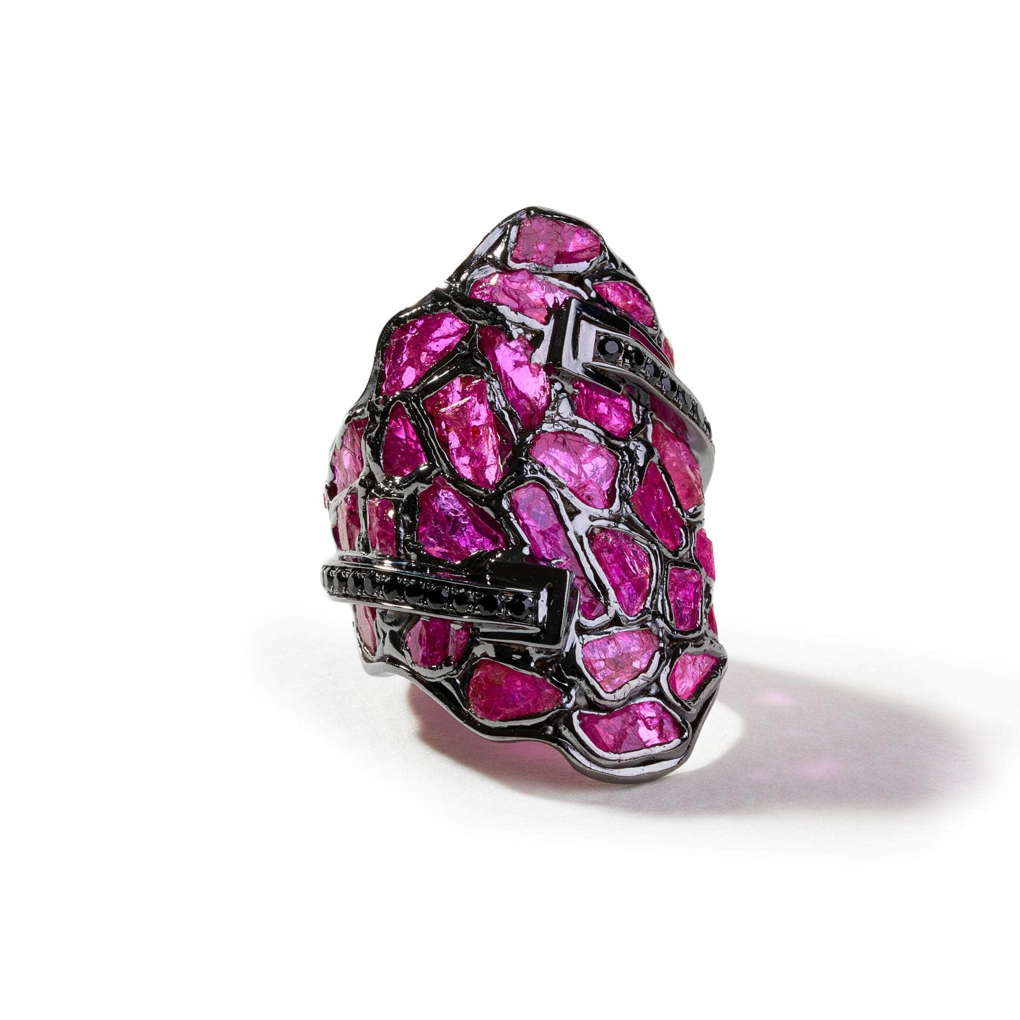 Titus Rough Ruby and Black Spinel Ring GERMAN KABIRSKI