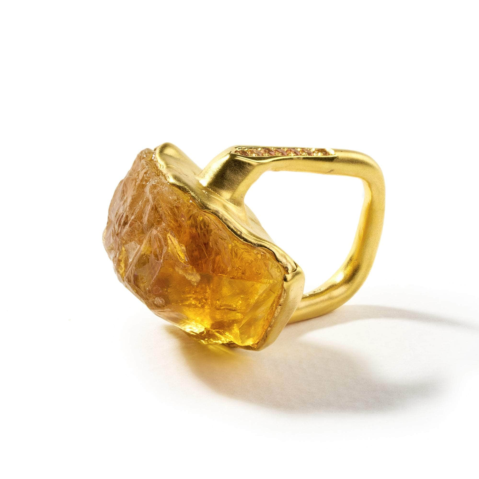 Suria Rough Citrine and Yellow Sapphire Ring GERMAN KABIRSKI