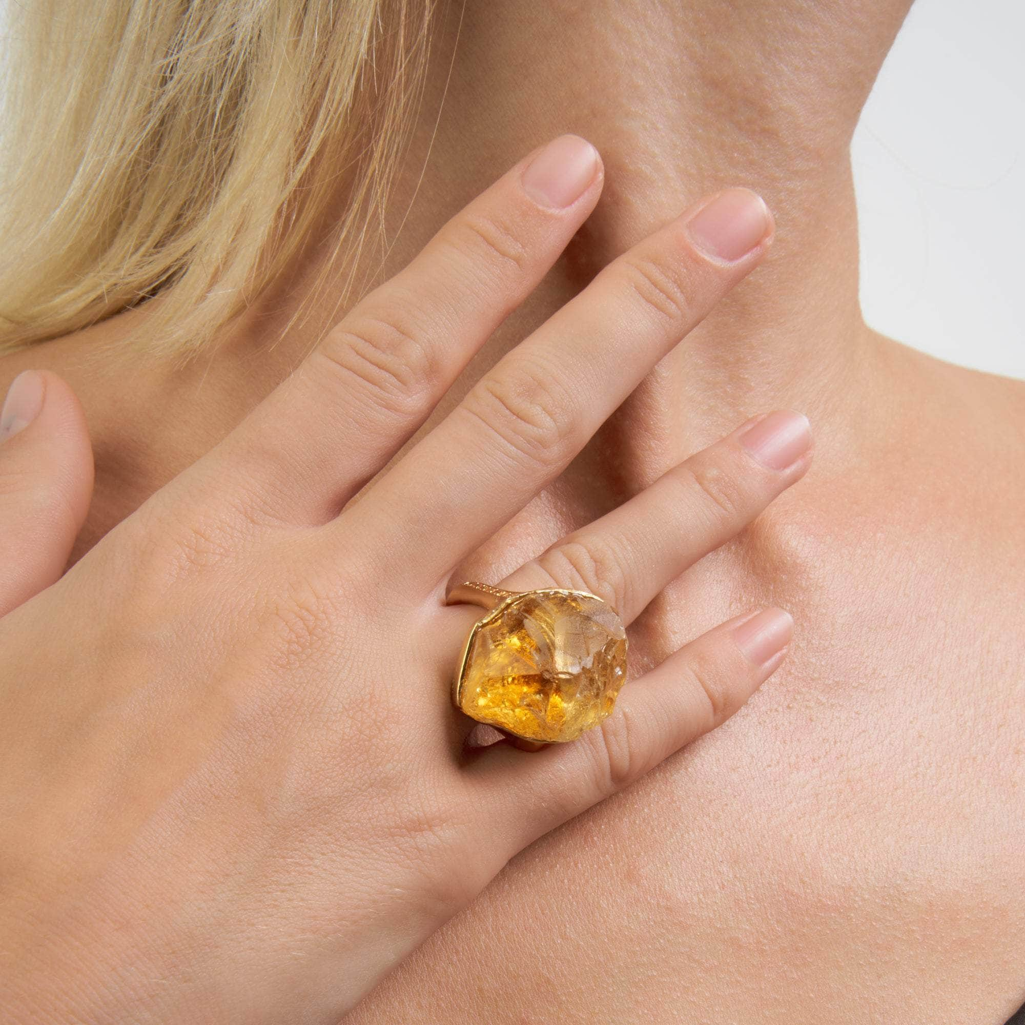 Suria Rough Citrine and Yellow Sapphire Ring GERMAN KABIRSKI