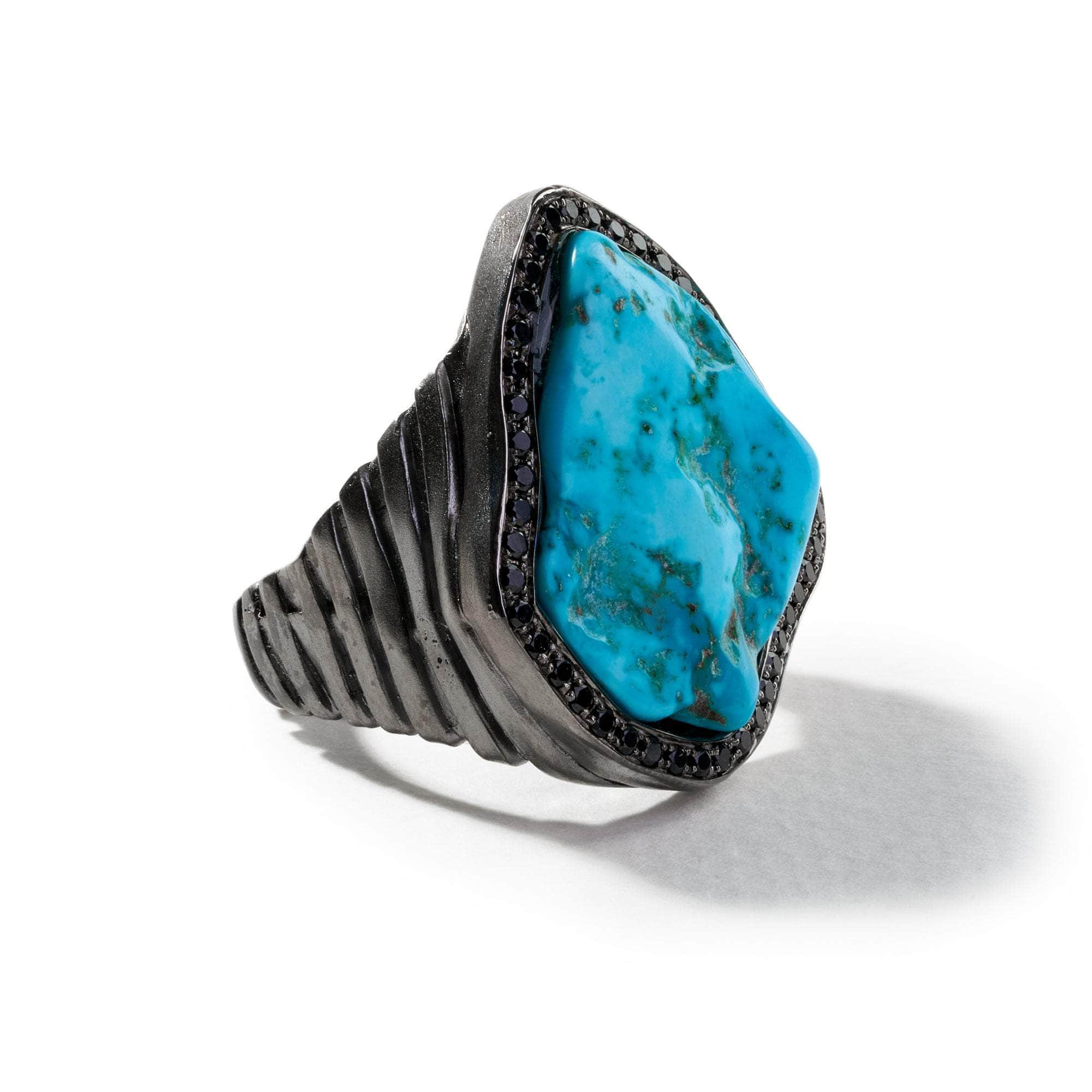 Ruan Rough Turquoise and Black Spinel Ring GERMAN KABIRSKI