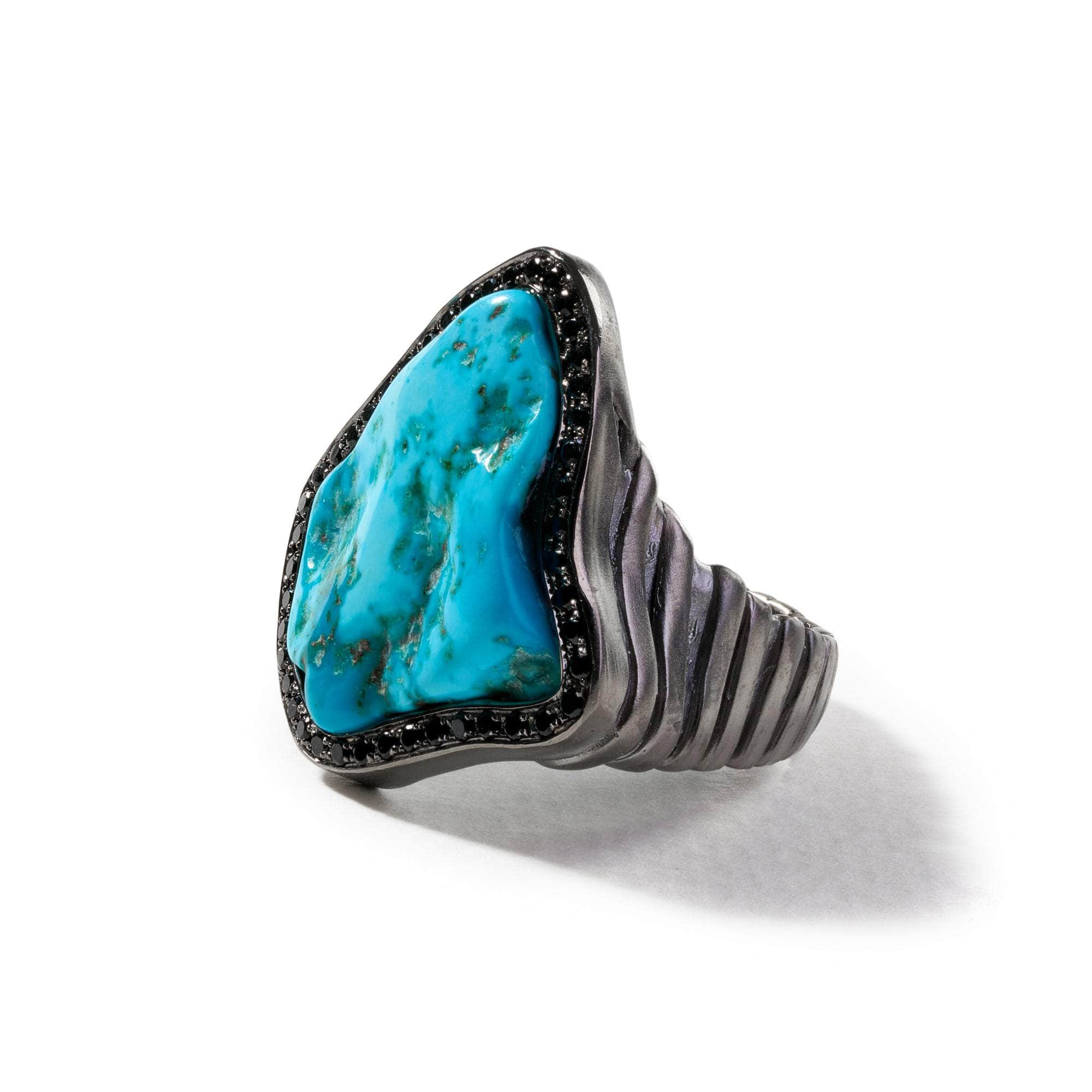 Ruan Rough Turquoise and Black Spinel Ring GERMAN KABIRSKI