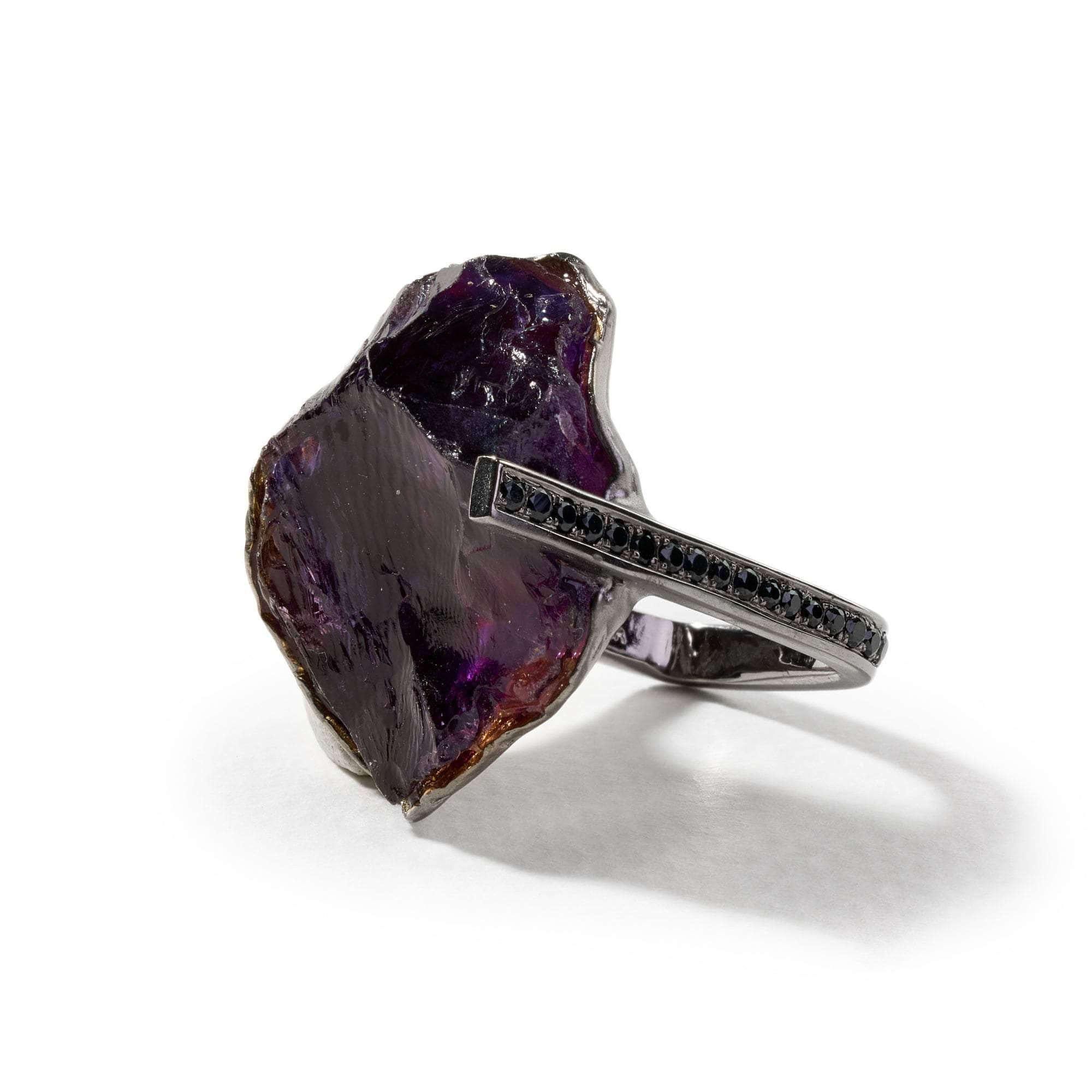 Berez Rough Amethyst and Black Spinel Ring GERMAN KABIRSKI