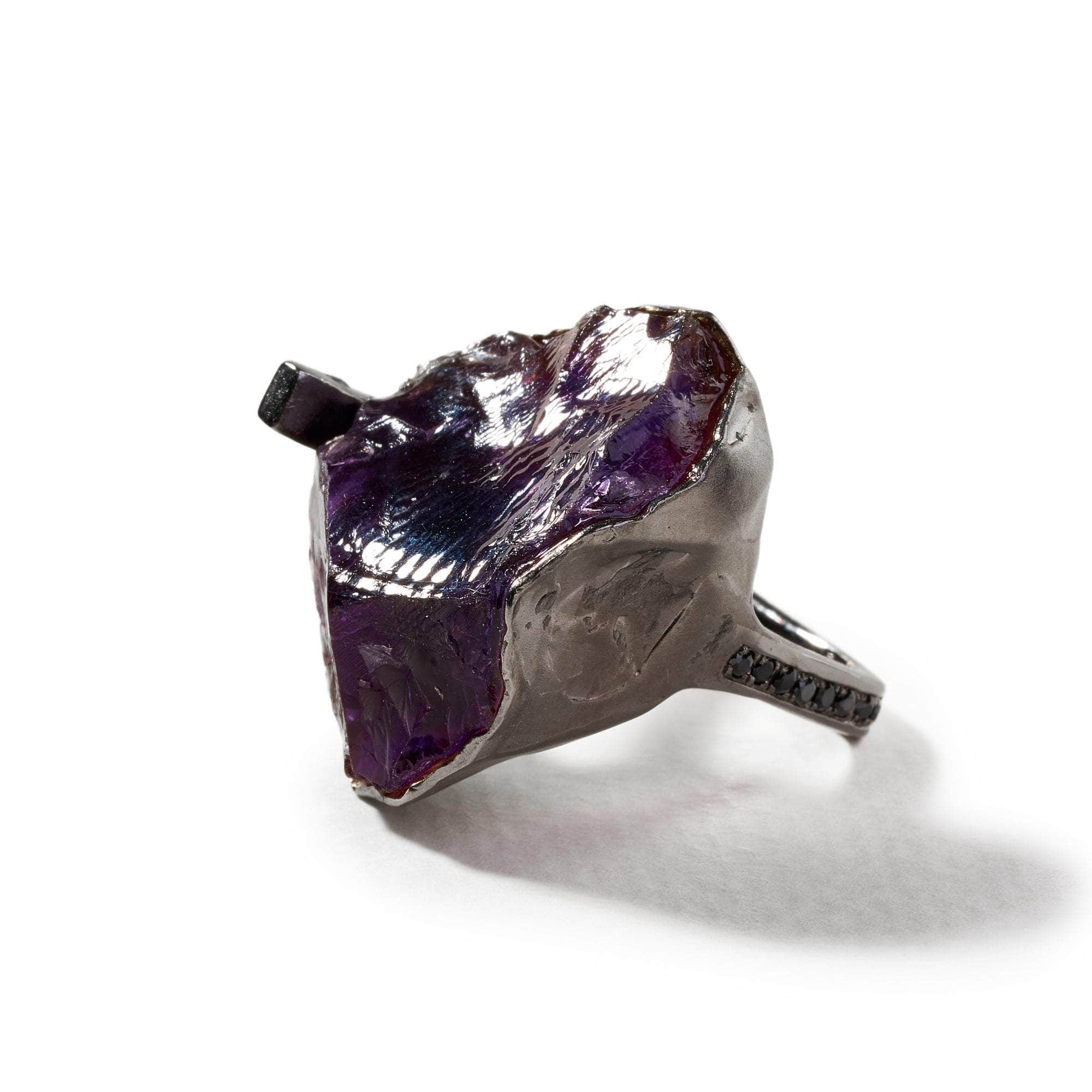 Berez Rough Amethyst and Black Spinel Ring GERMAN KABIRSKI