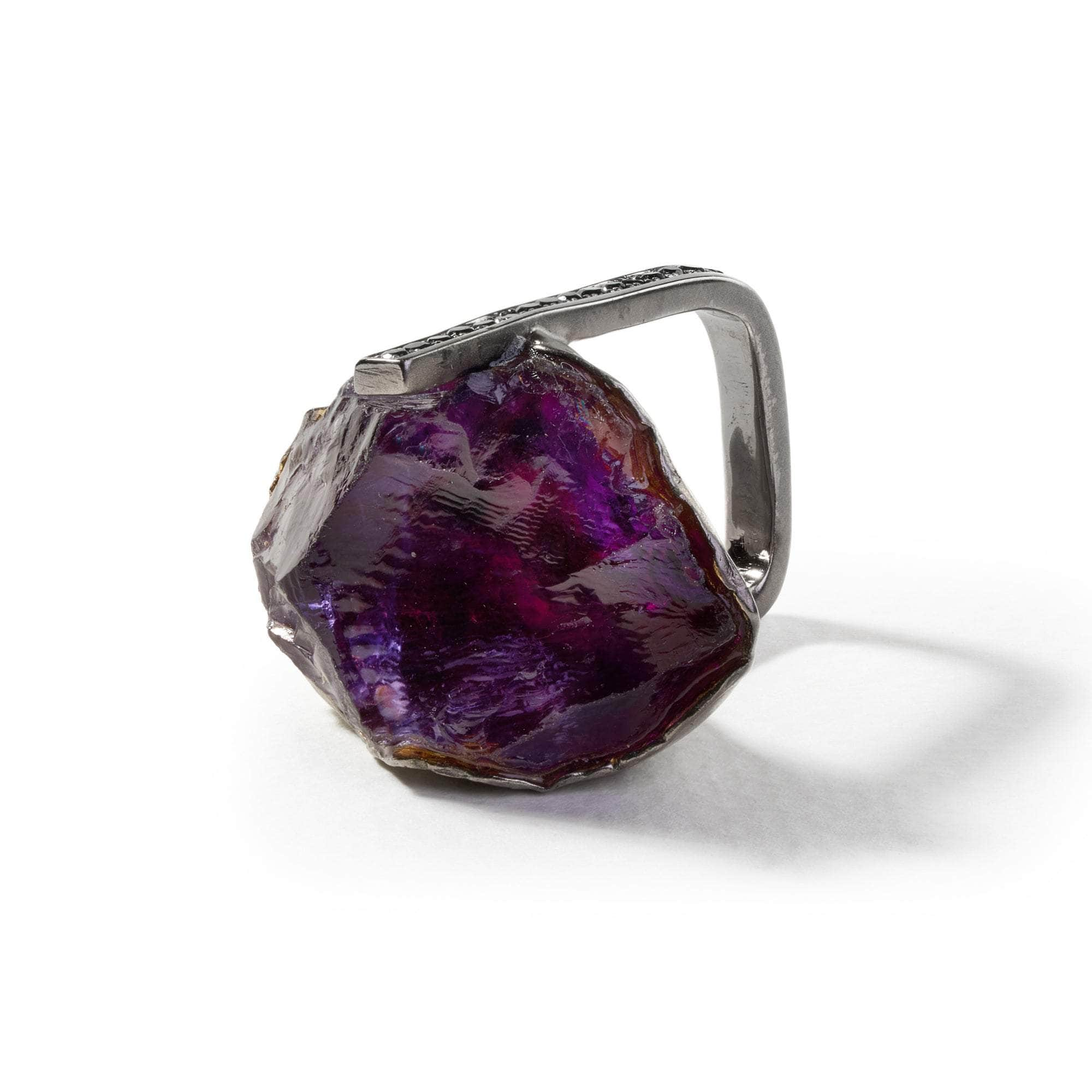 Berez Rough Amethyst and Black Spinel Ring GERMAN KABIRSKI