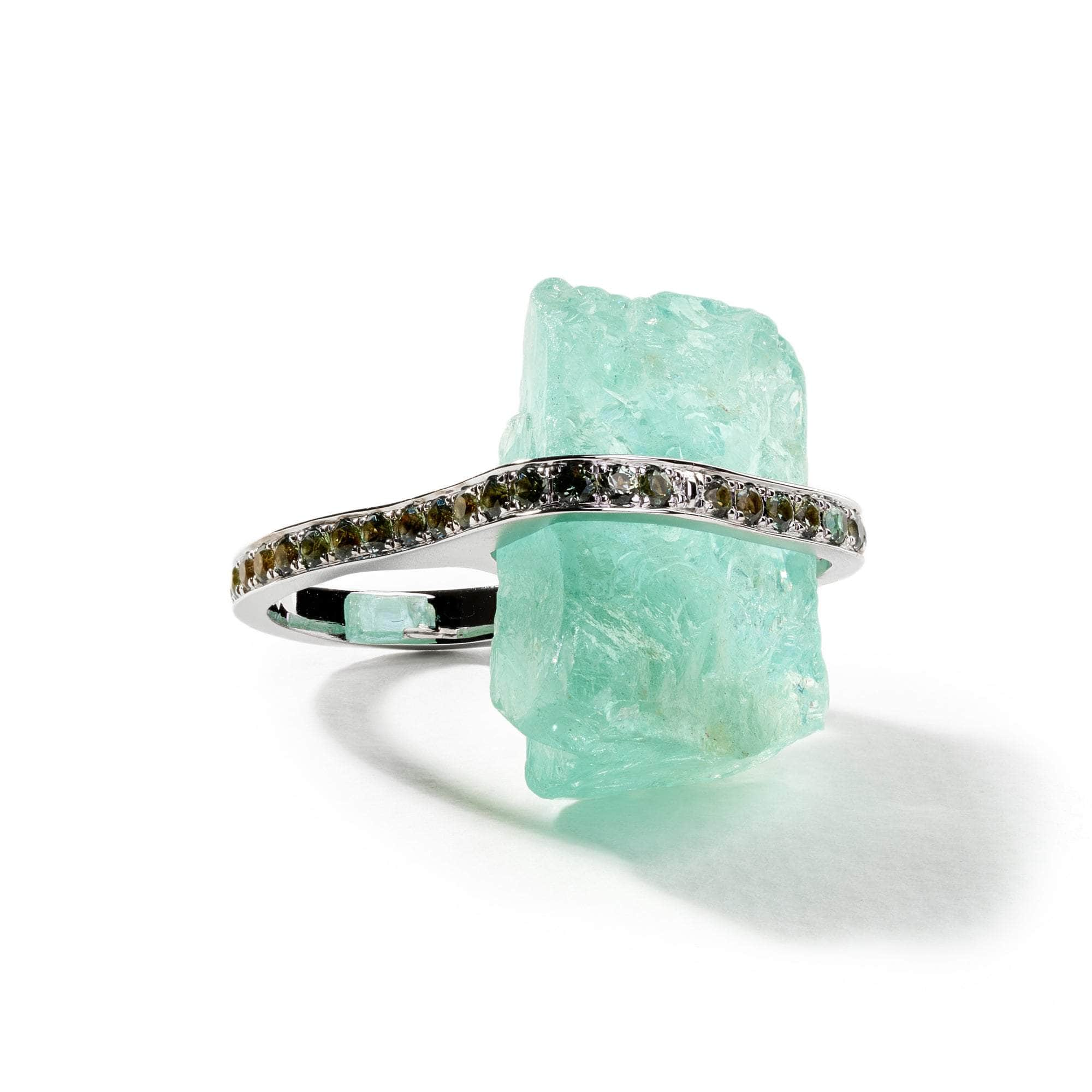 Rosta Rough Aquamarine and Green Sapphire Ring GERMAN KABIRSKI