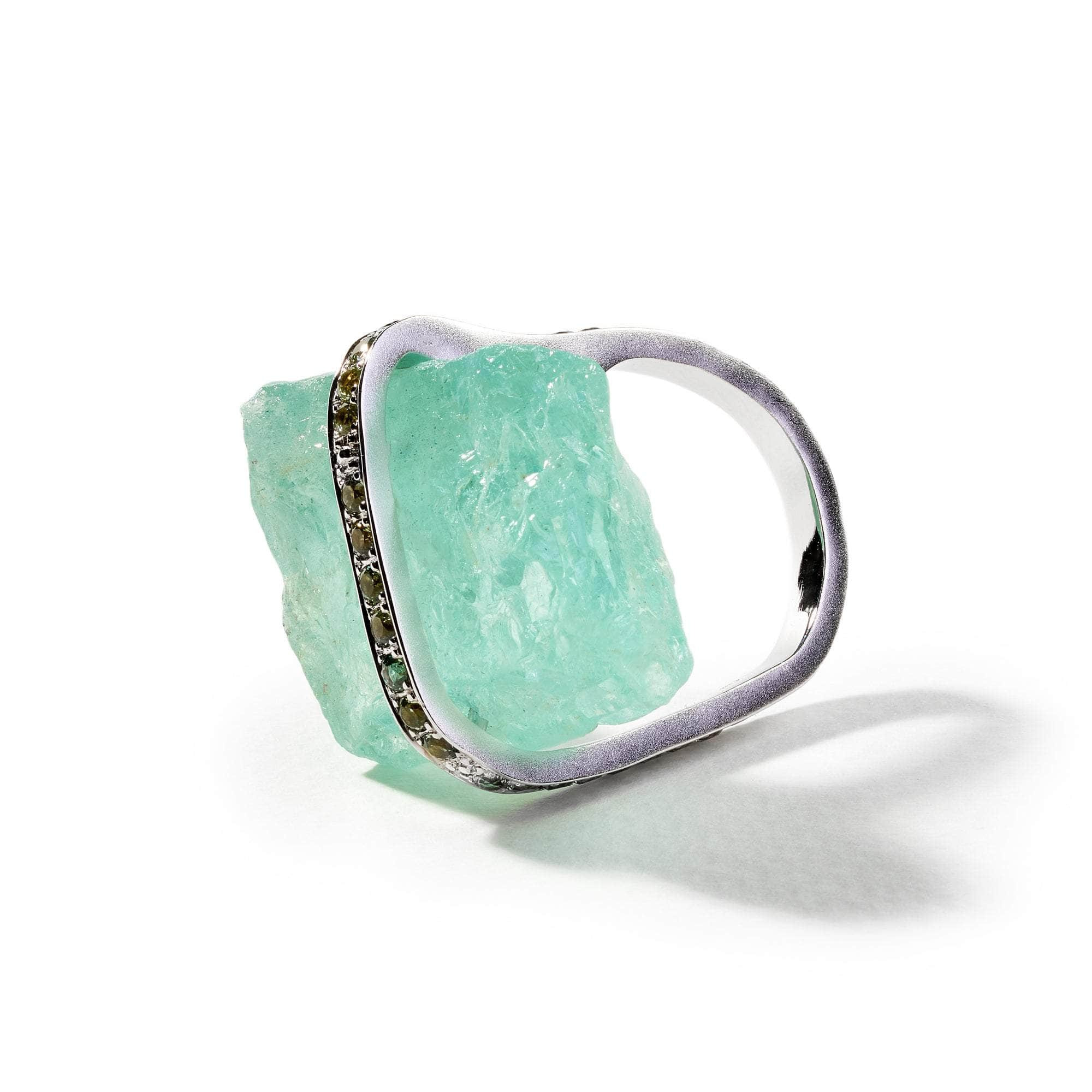 Rosta Rough Aquamarine and Green Sapphire Ring GERMAN KABIRSKI