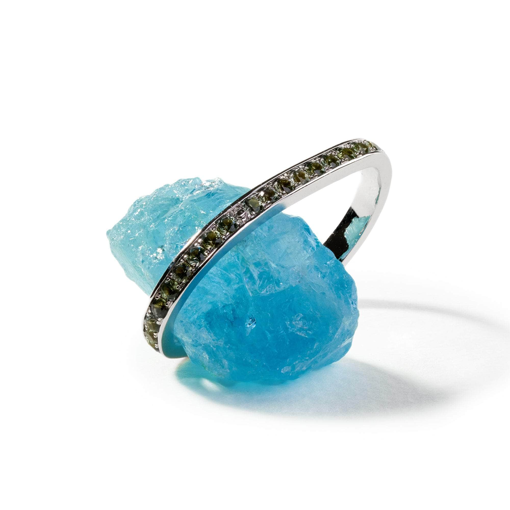 Dyloon Rough Aquamarine and Green Sapphire Ring GERMAN KABIRSKI