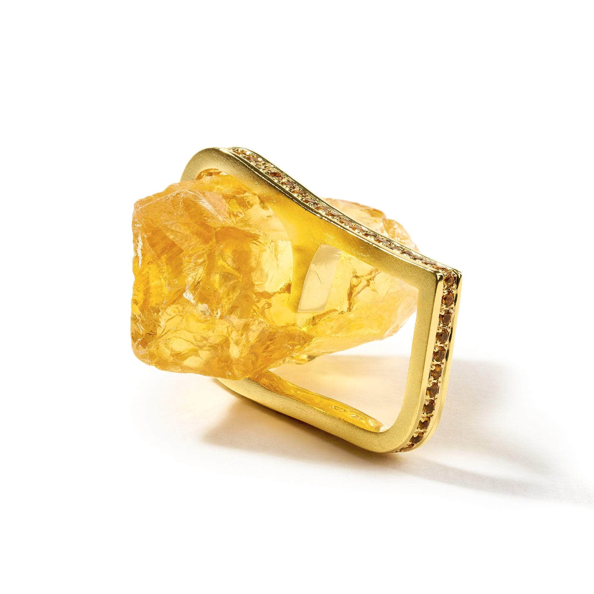 Hedess Rough Citrine and Yellow Sapphire Ring GERMAN KABIRSKI