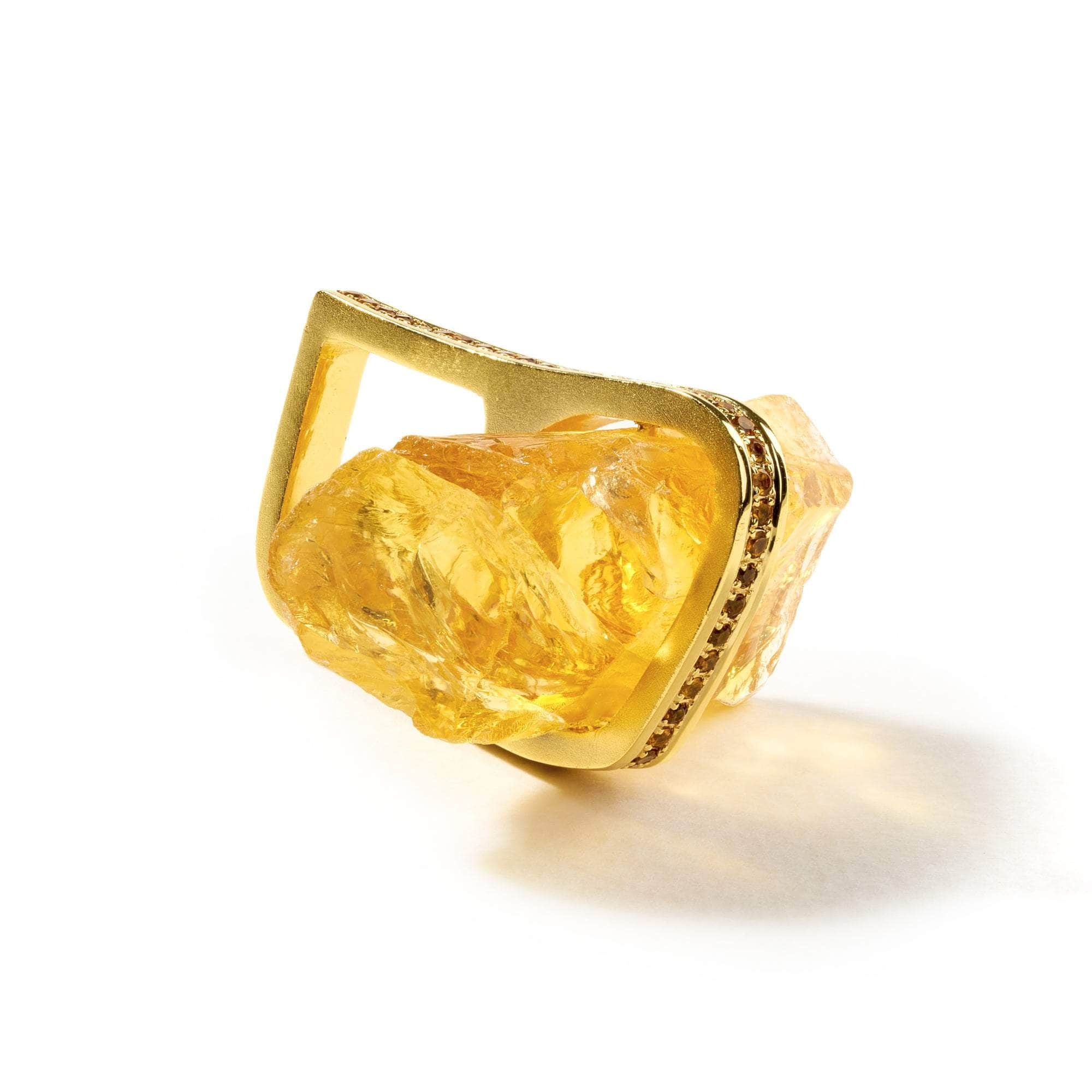 Hedess Rough Citrine and Yellow Sapphire Ring GERMAN KABIRSKI