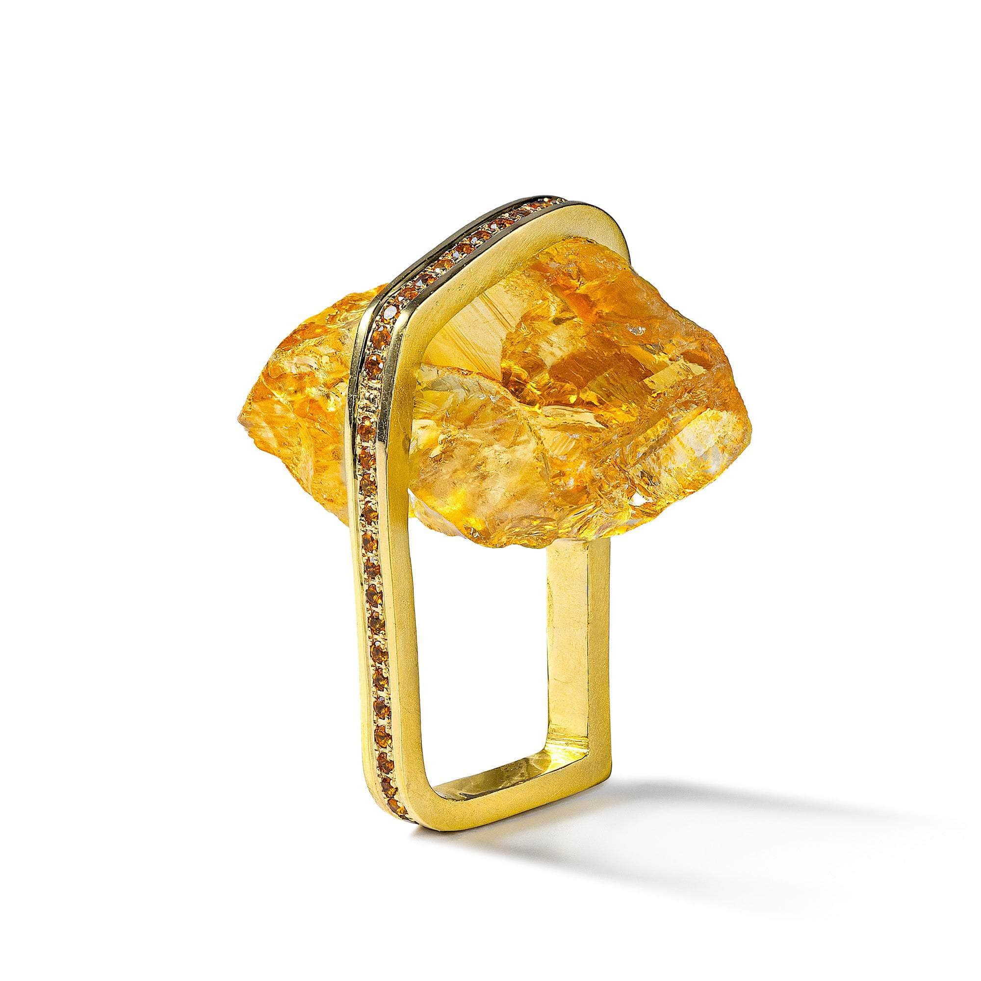 Hedess Rough Citrine and Yellow Sapphire Ring GERMAN KABIRSKI