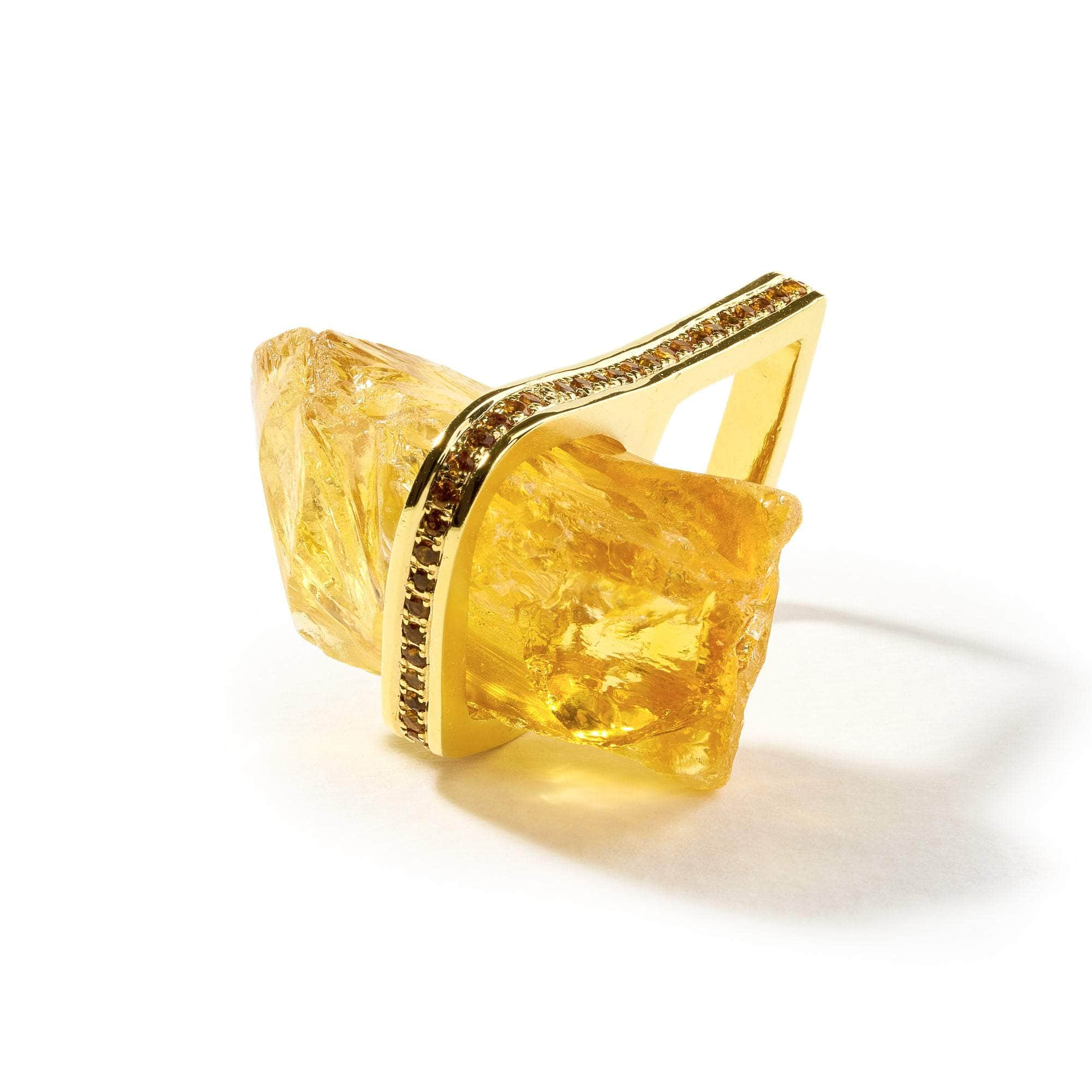 Hedess Rough Citrine and Yellow Sapphire Ring GERMAN KABIRSKI