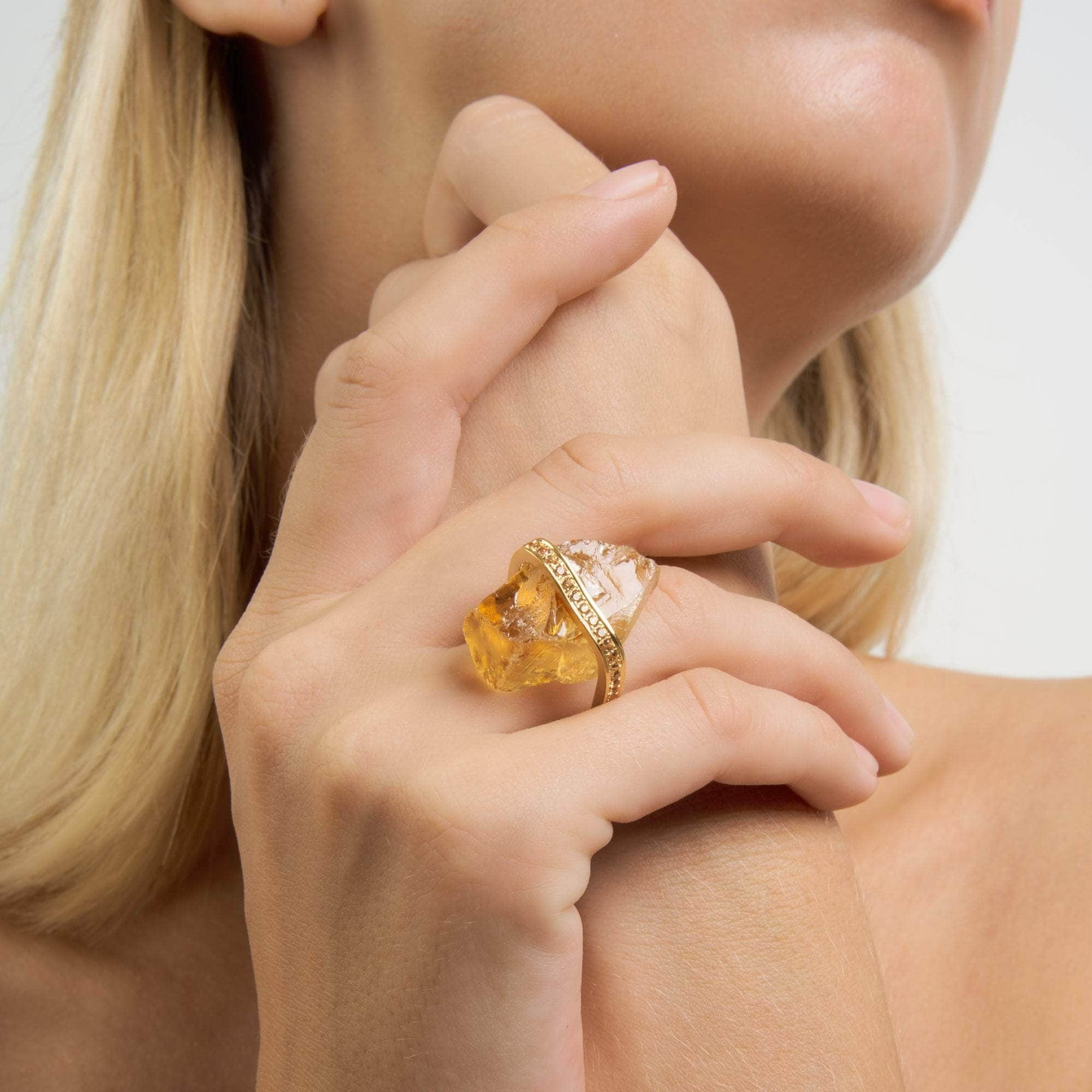 Clarion Rough Citrine and Yellow Sapphire Ring GERMAN KABIRSKI