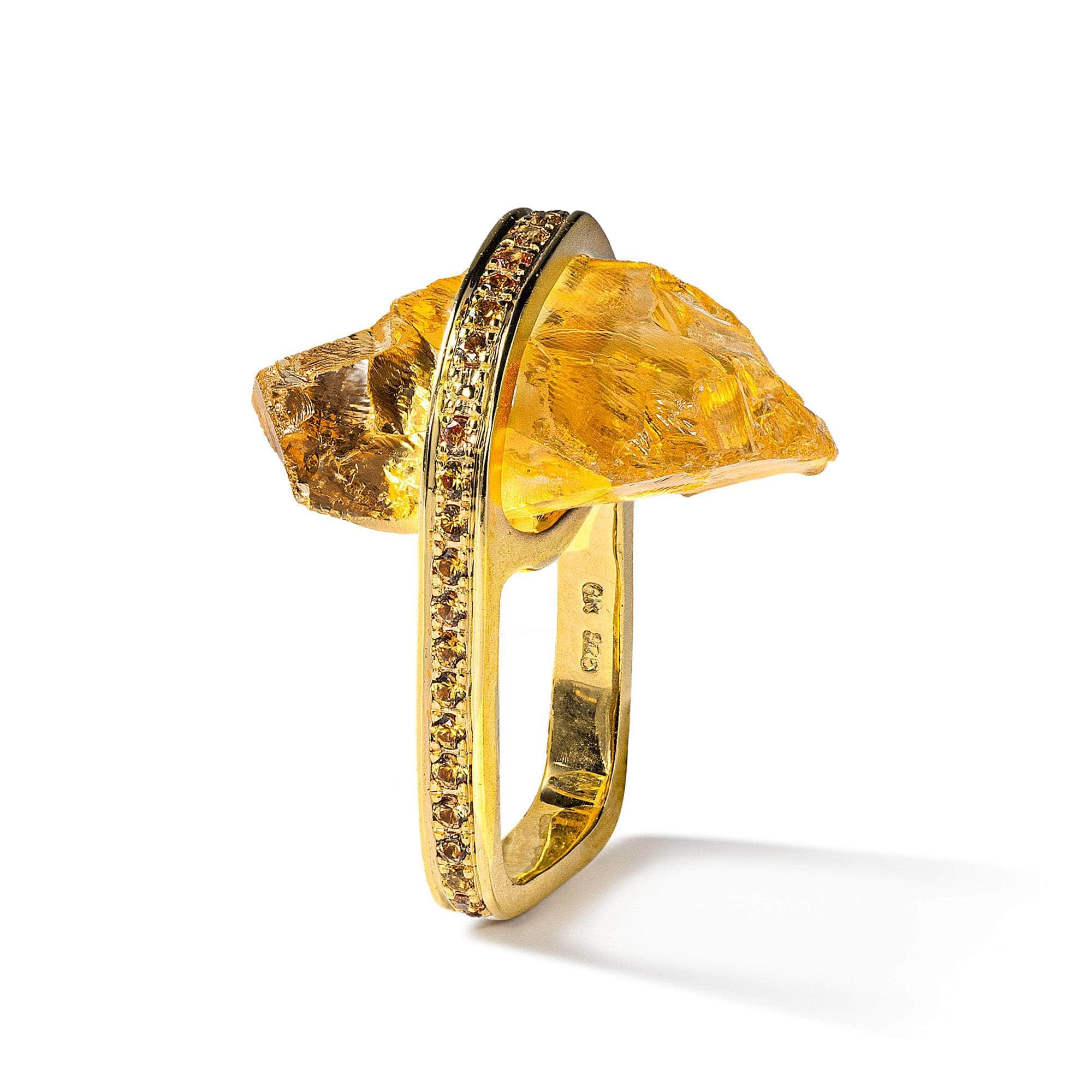 Clarion Rough Citrine and Yellow Sapphire Ring GERMAN KABIRSKI