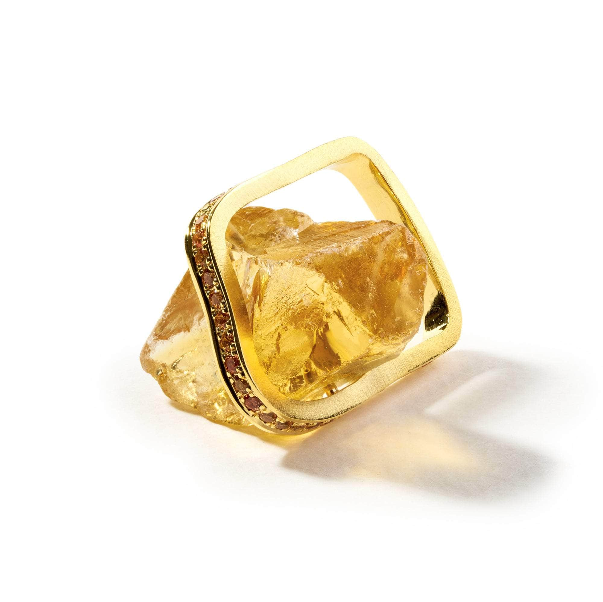 Eridd Rough Citrine and Yellow Sapphire Ring GERMAN KABIRSKI