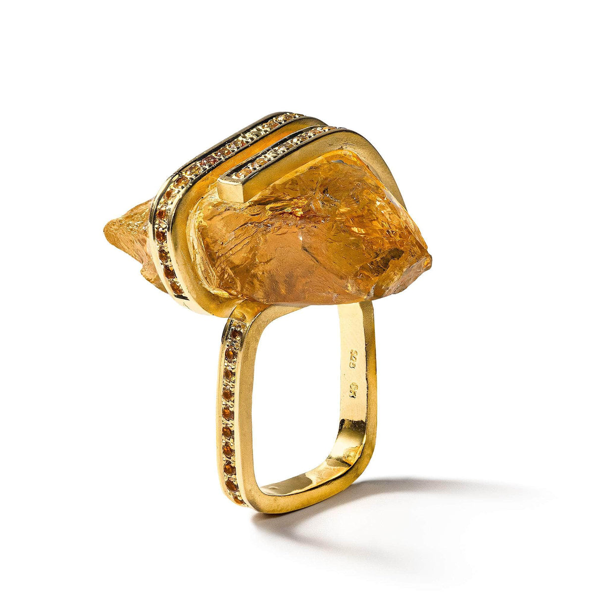 Dossion Rough Citrine and Yellow Sapphire Ring German Kabirski